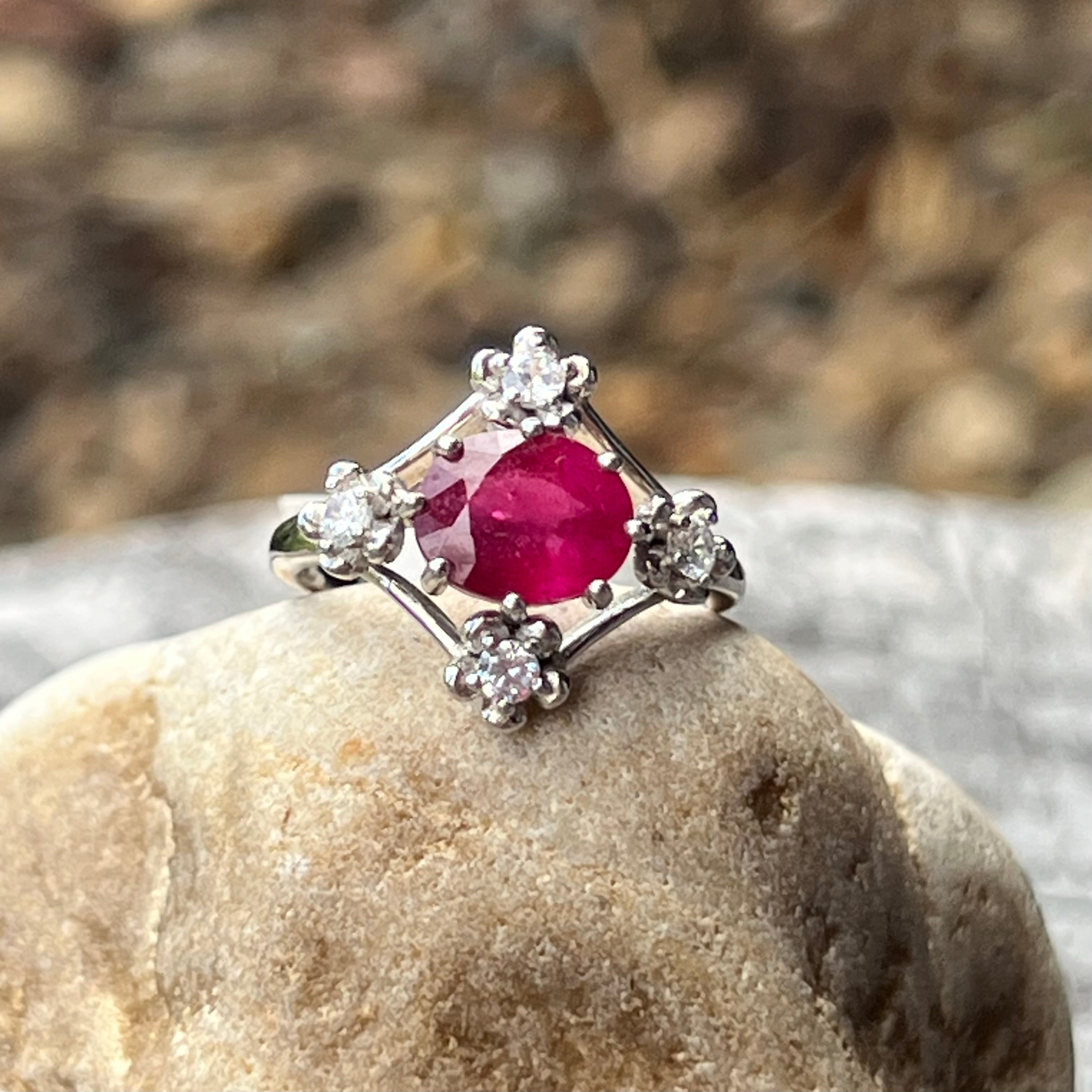 Ruby in Sterling Silver Ring ~ size 7