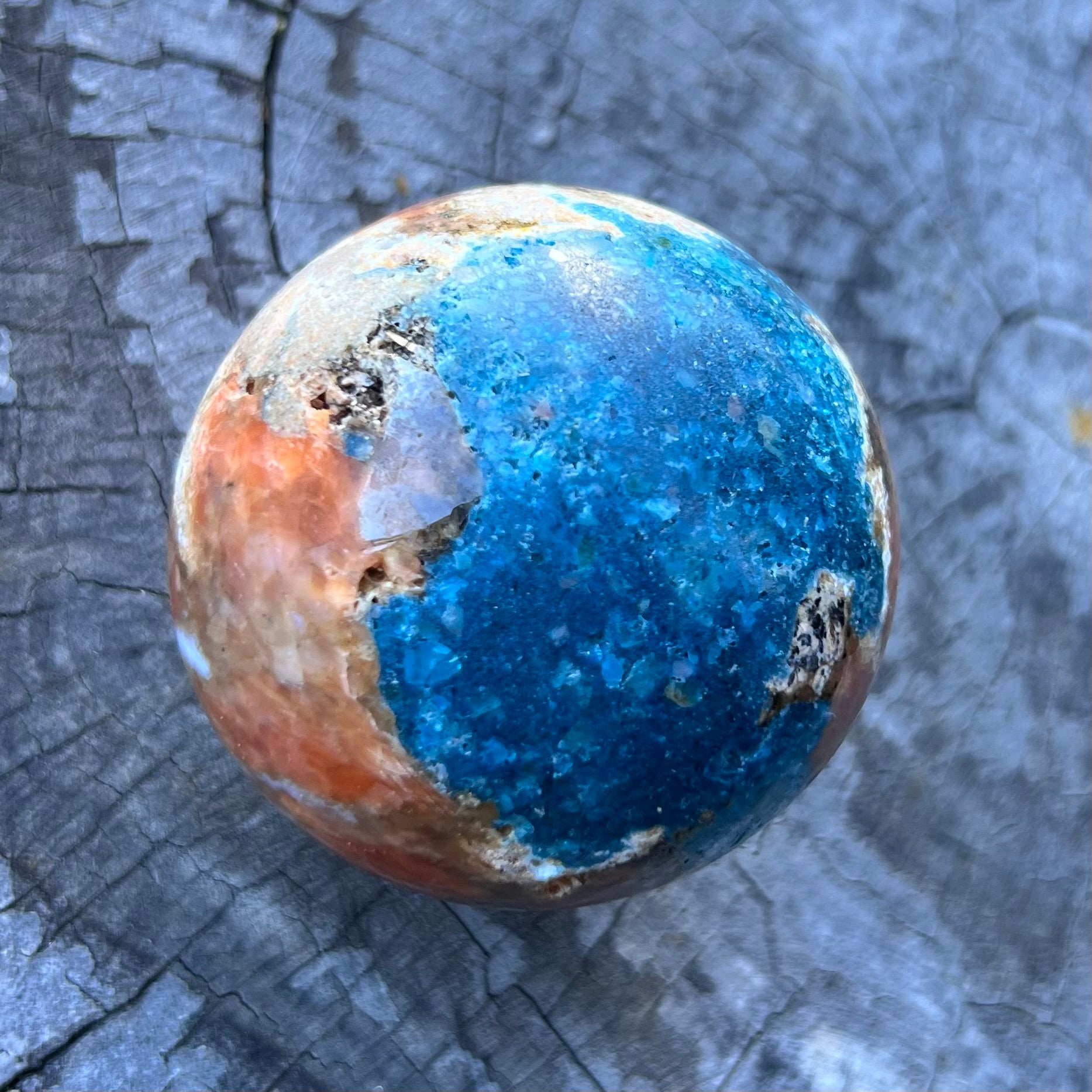 Blue Apatite & Sunstone Sphere