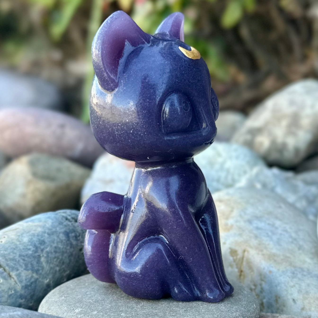 Celestial Kitty with Crescent Moon ~ Lepidolite