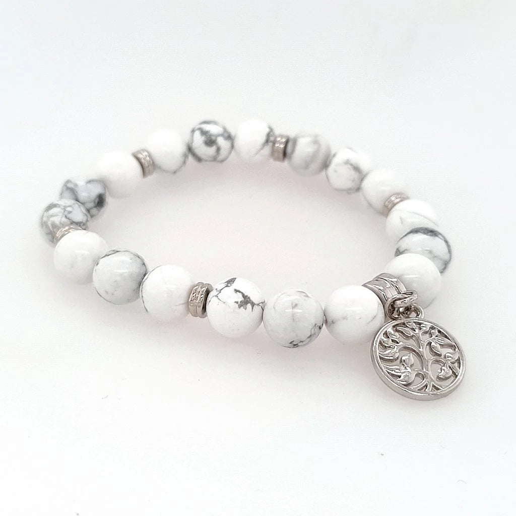 White Howlite Tree of Life Charm Bracelet