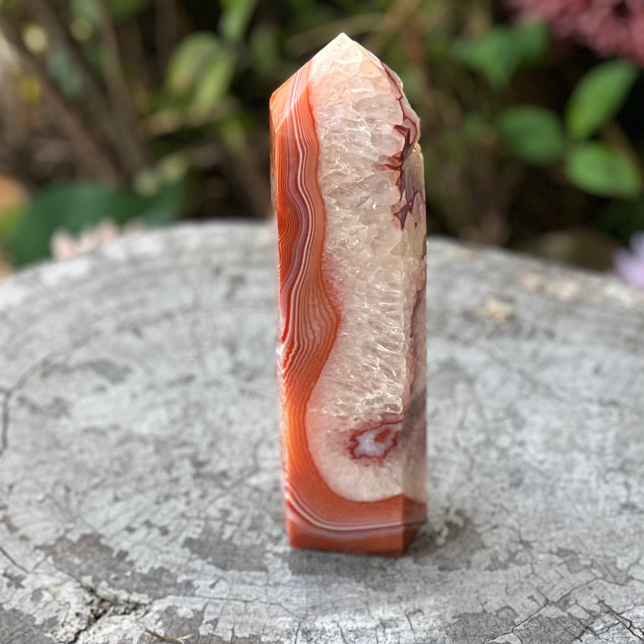 Carnelian with Quartz Generator Tower