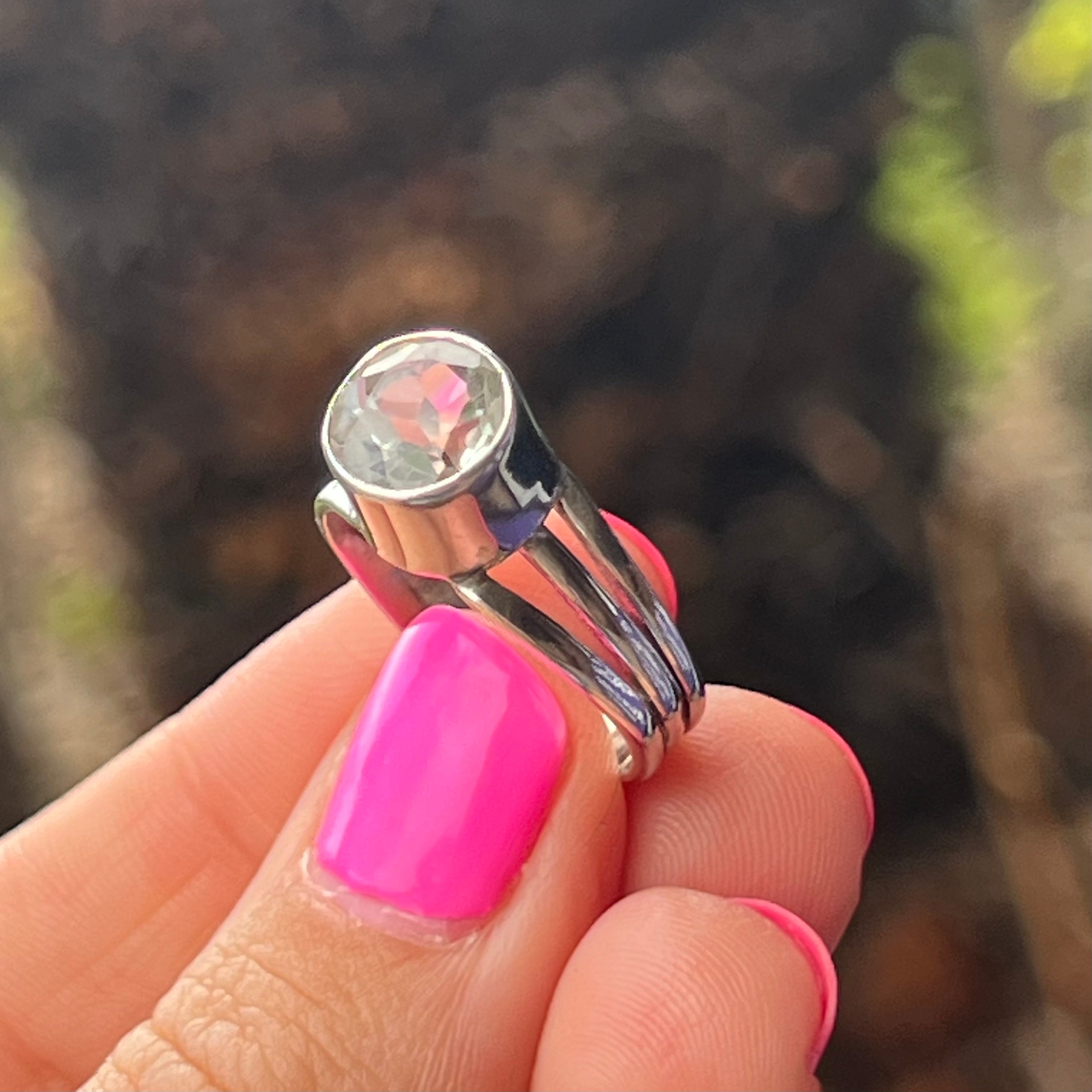 Green Amethyst in Sterling Silver Ring ~ size 7