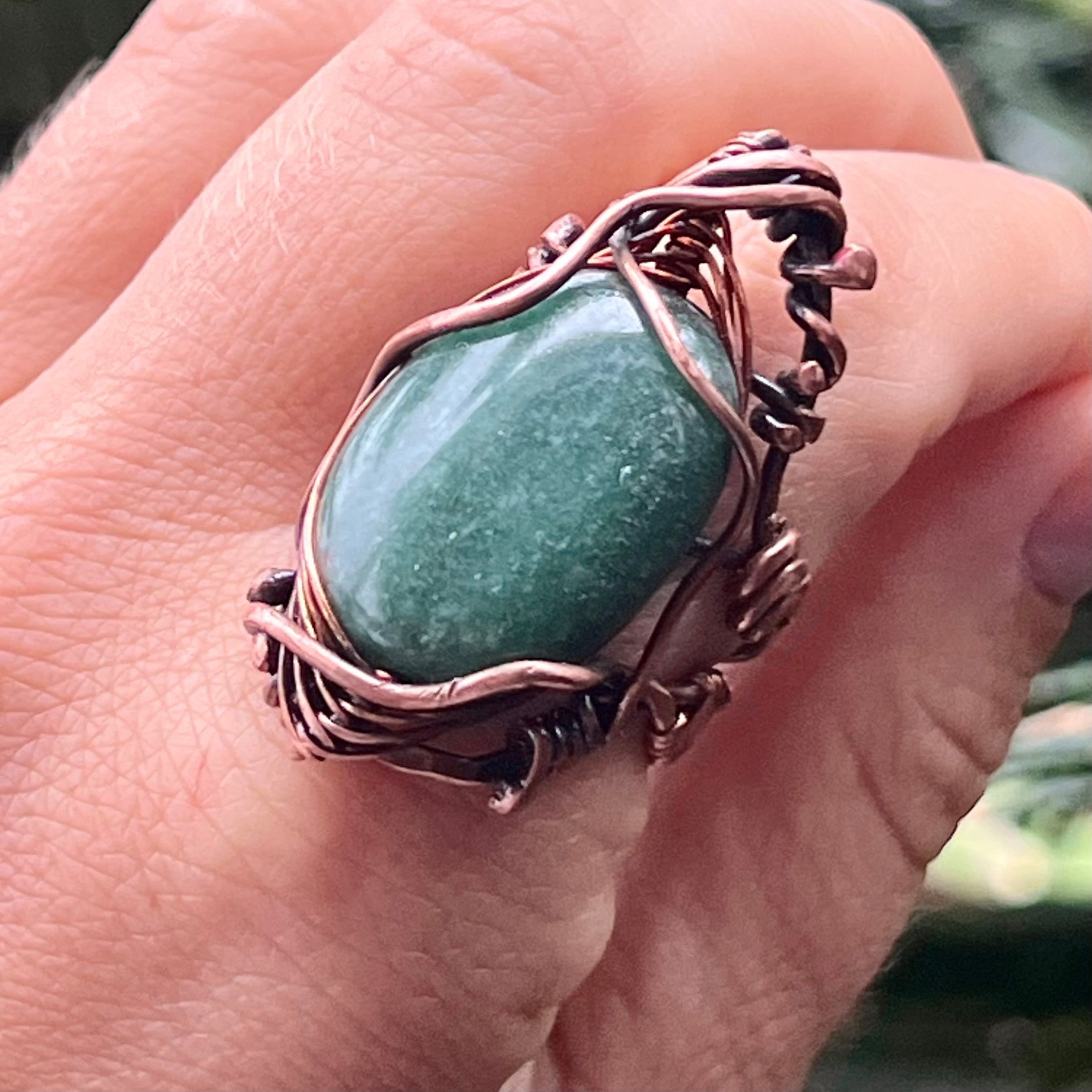 Muse Forged ~ Artesian Green Aventurine Ring ~ Size 8