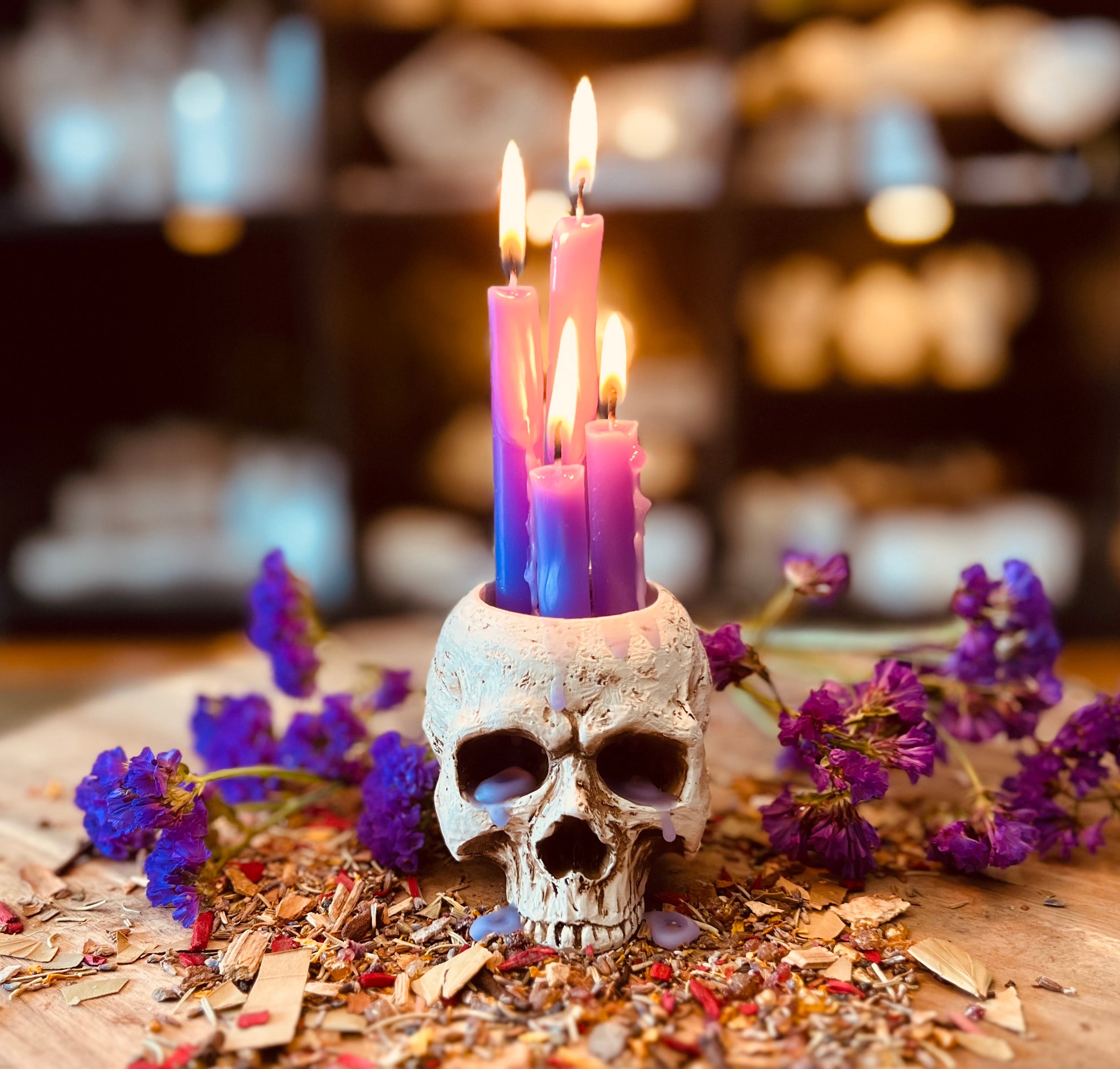 Crying Skull Candle Holder
