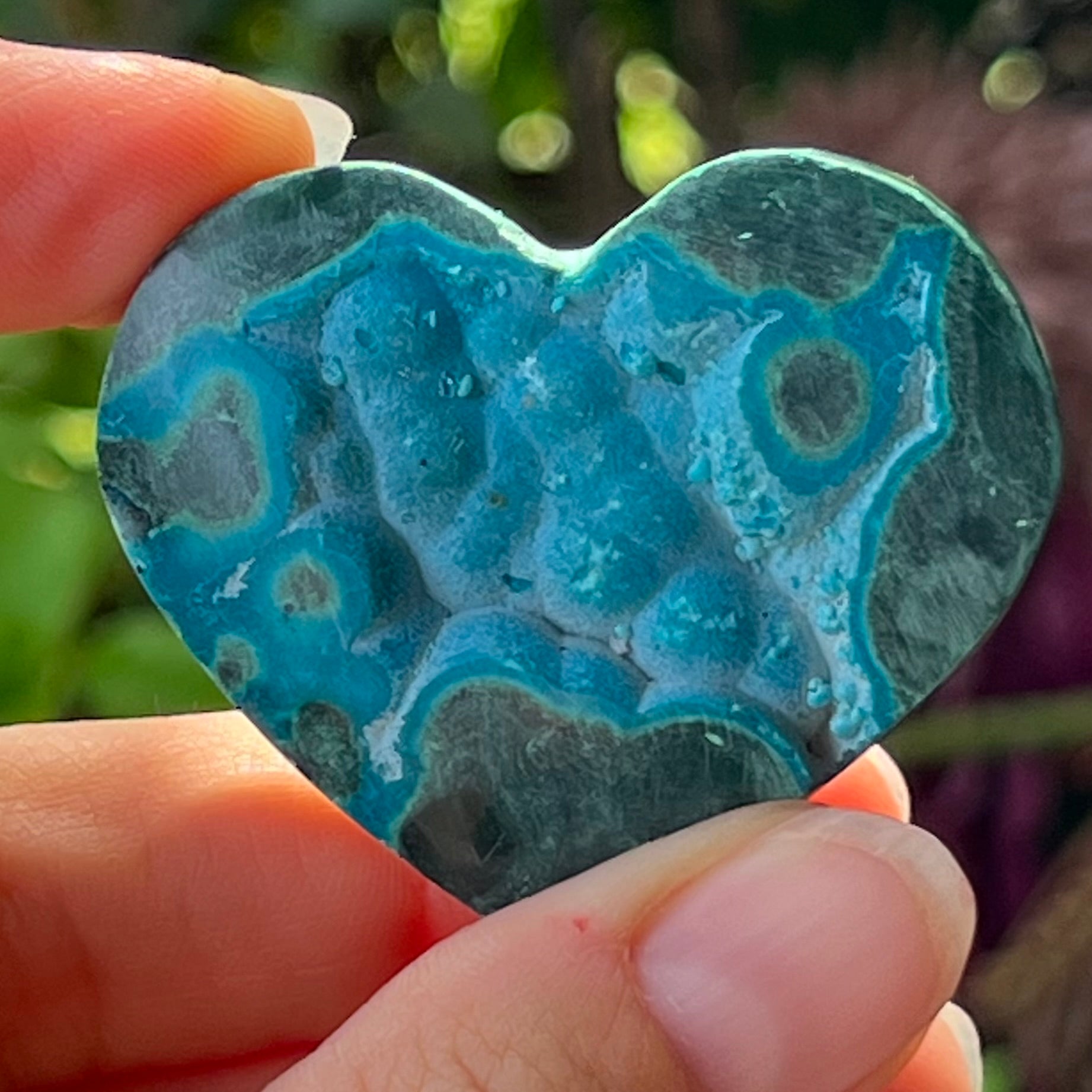 Chrysocolla and Malachite Heart Carving