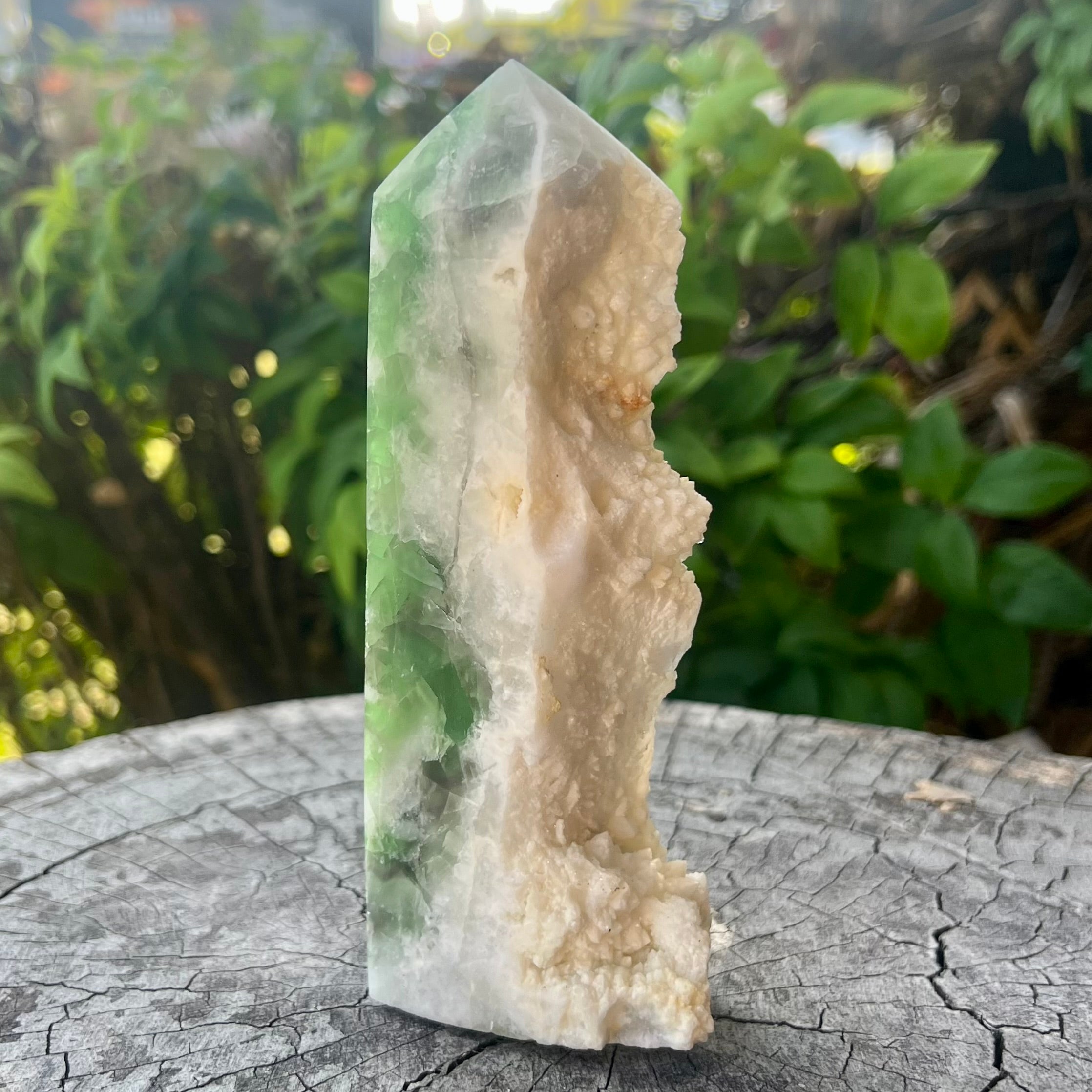 Green Fluorite Semi Raw Point