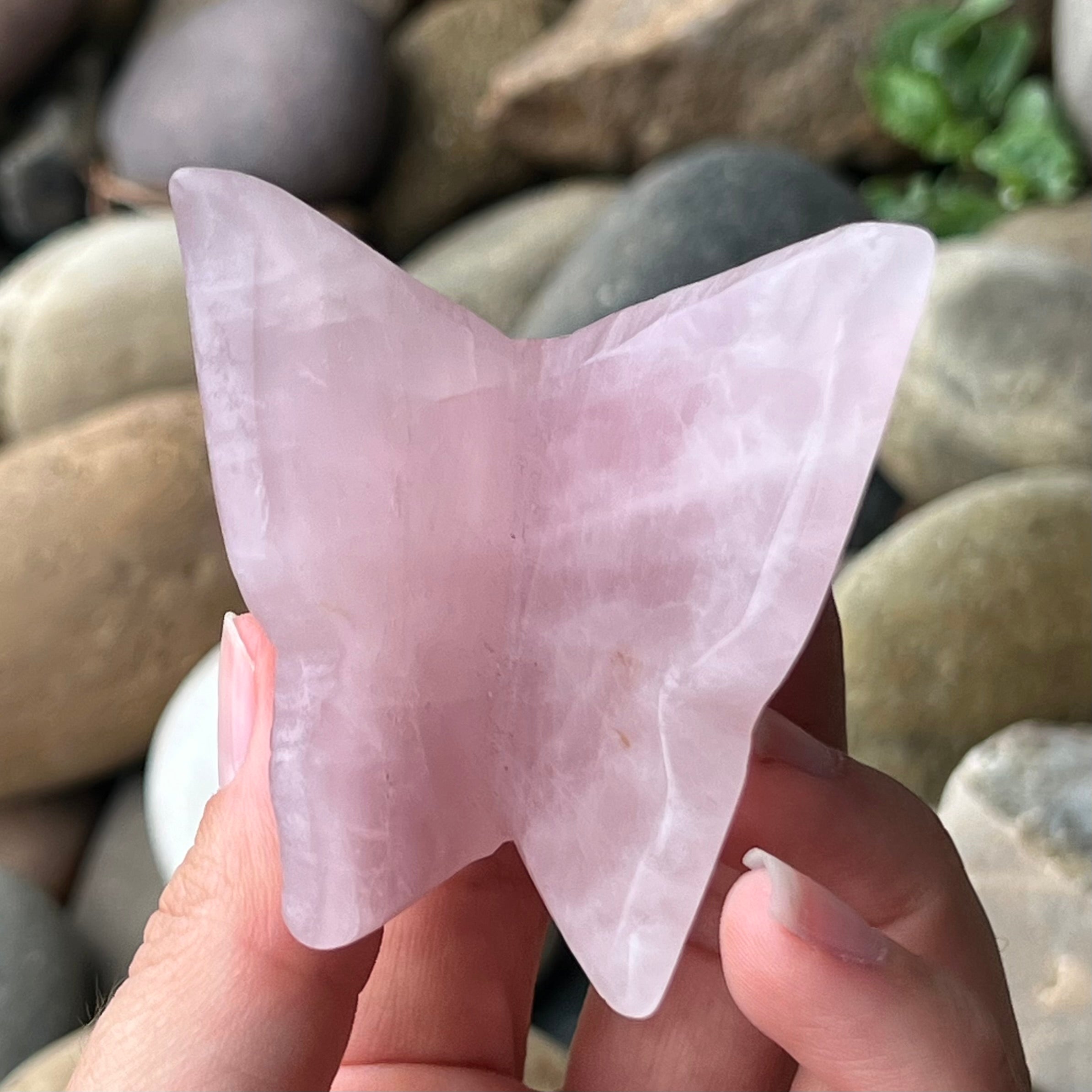Rose Quartz Butterfly Carving