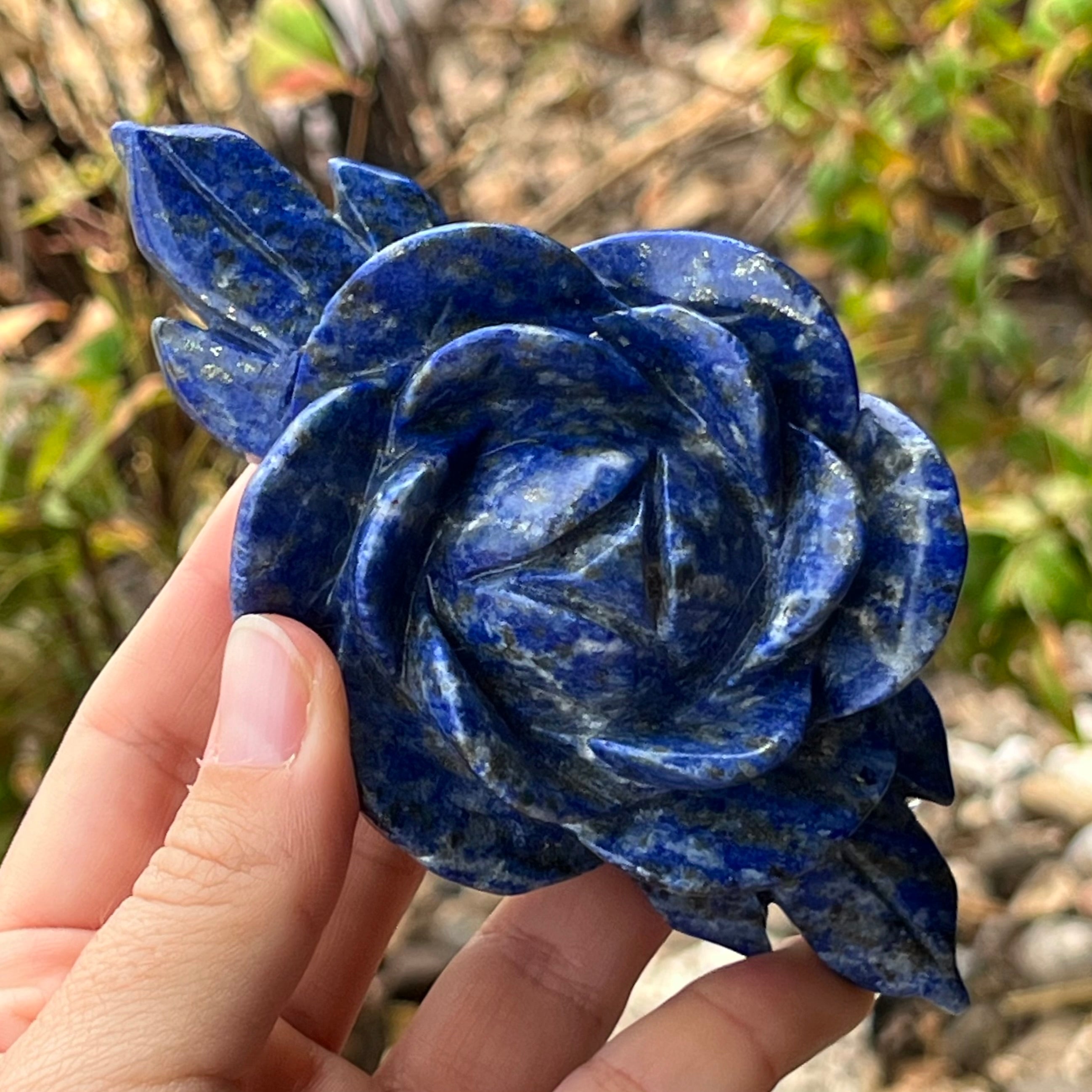 Lapis Lazuli Rose Carving