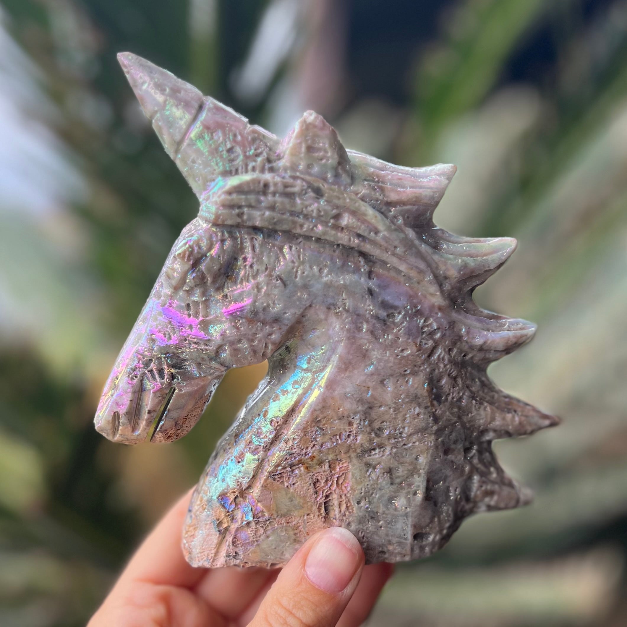 Sphalerite Unicorn Carving ~ Electroplated