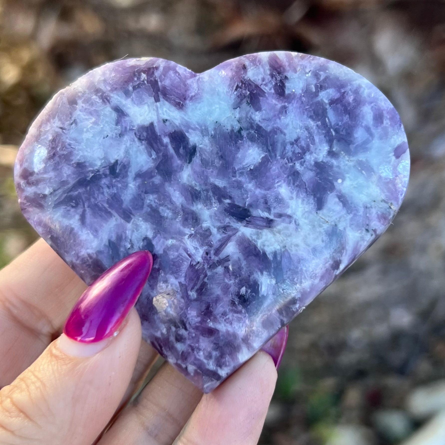 Lepidolite Heart Carving