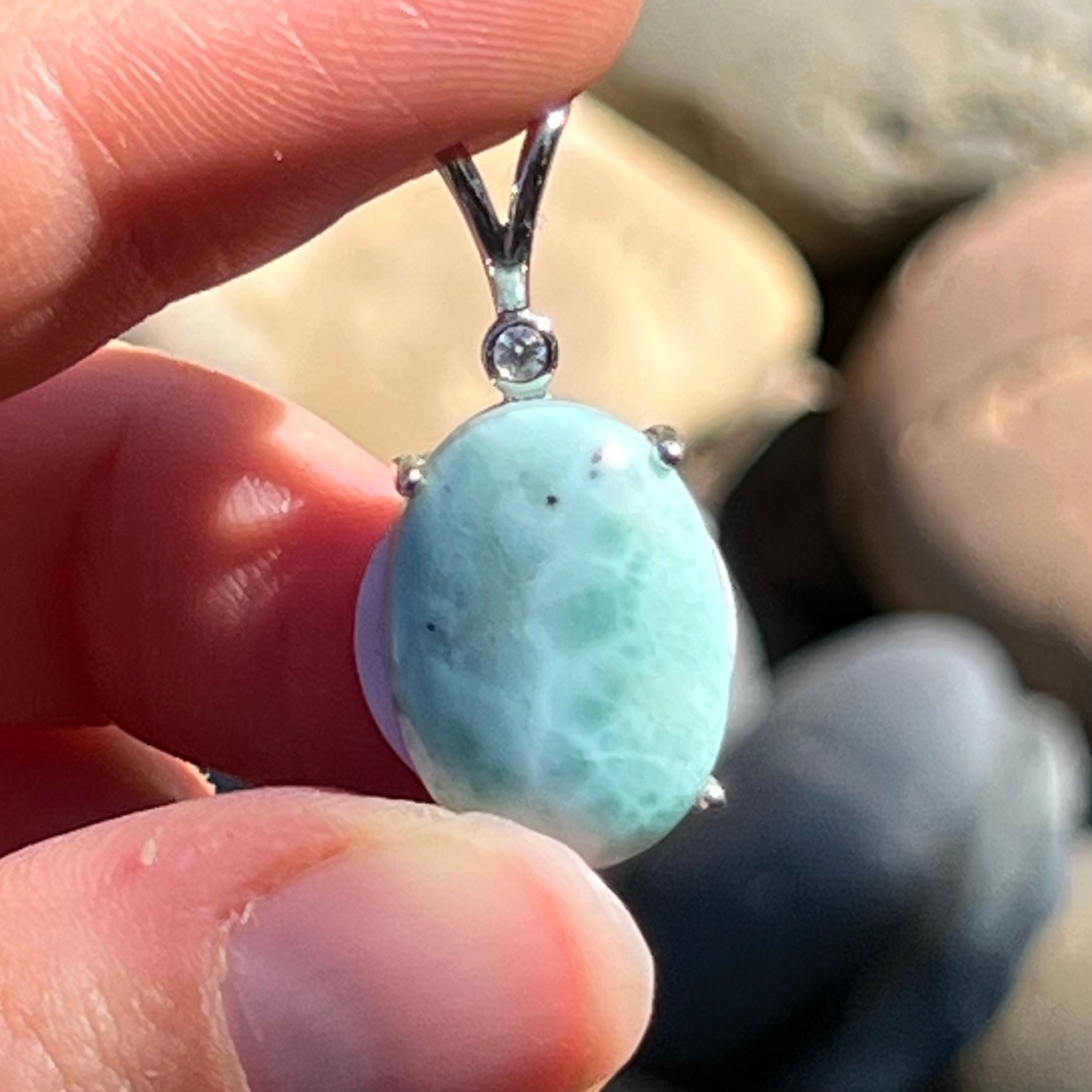 Larimar and Topaz ~ Sterling Silver Pendant (2)