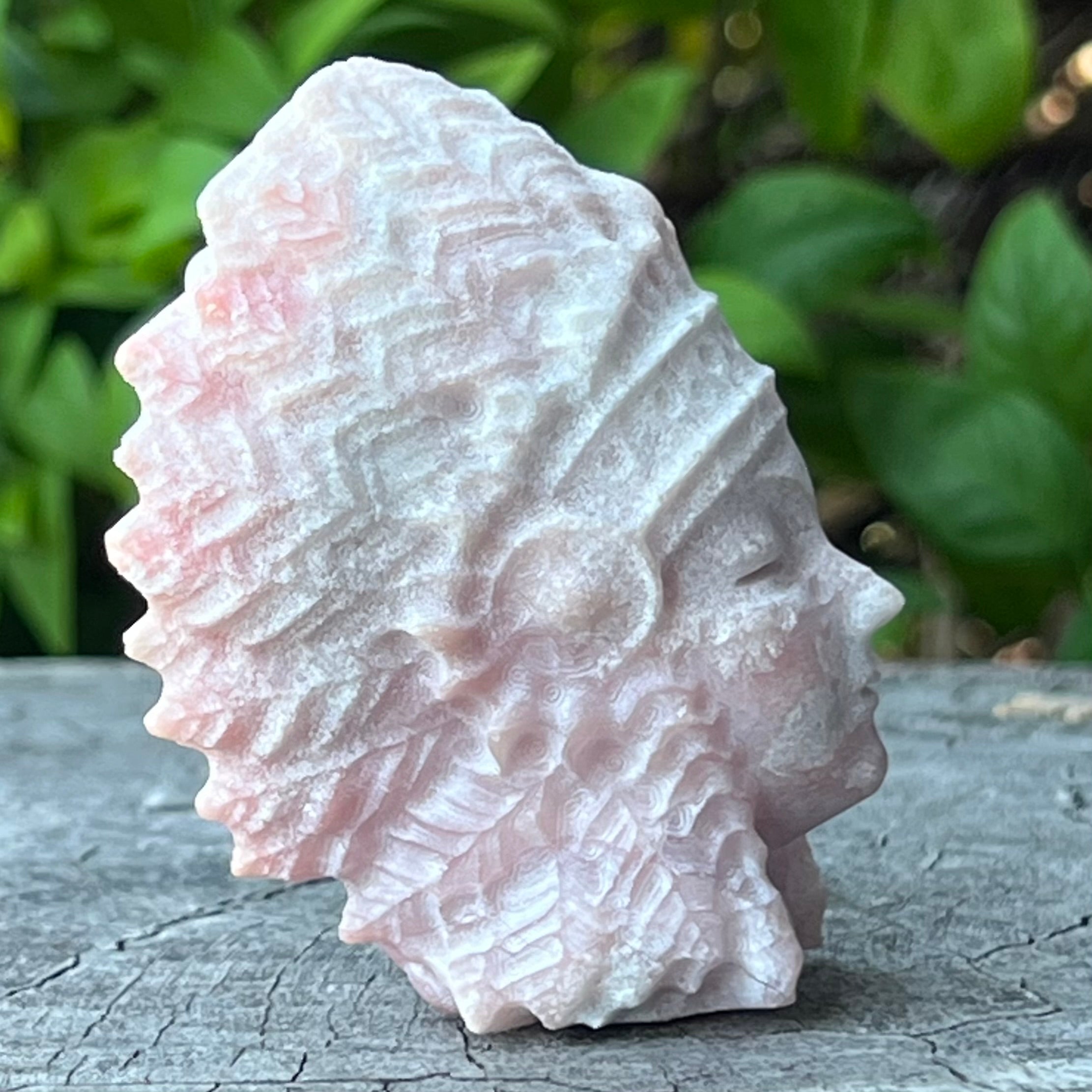 Indian Head Carving ~ Pink Opal (3)