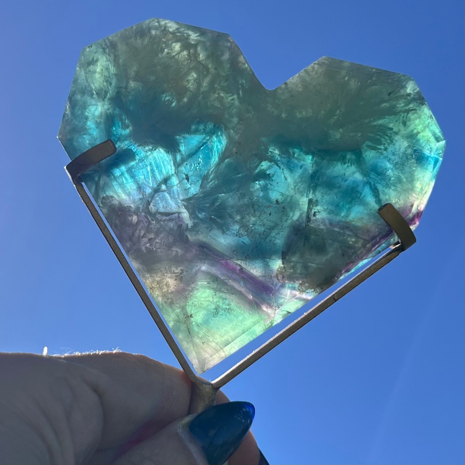 Fluorite Heart - With Stand