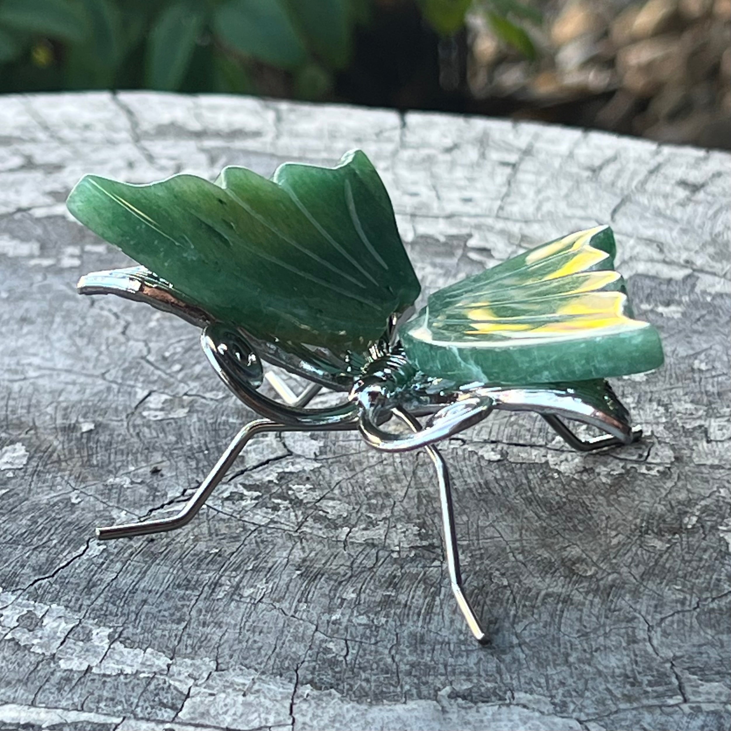 Green Strawberry Quartz Butterfly