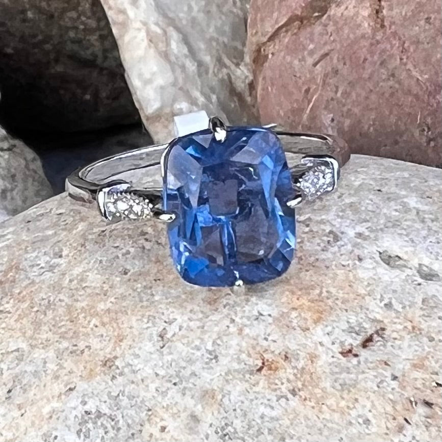 Blue & White Fluorite ~ Sterling Silver Ring ~ 6