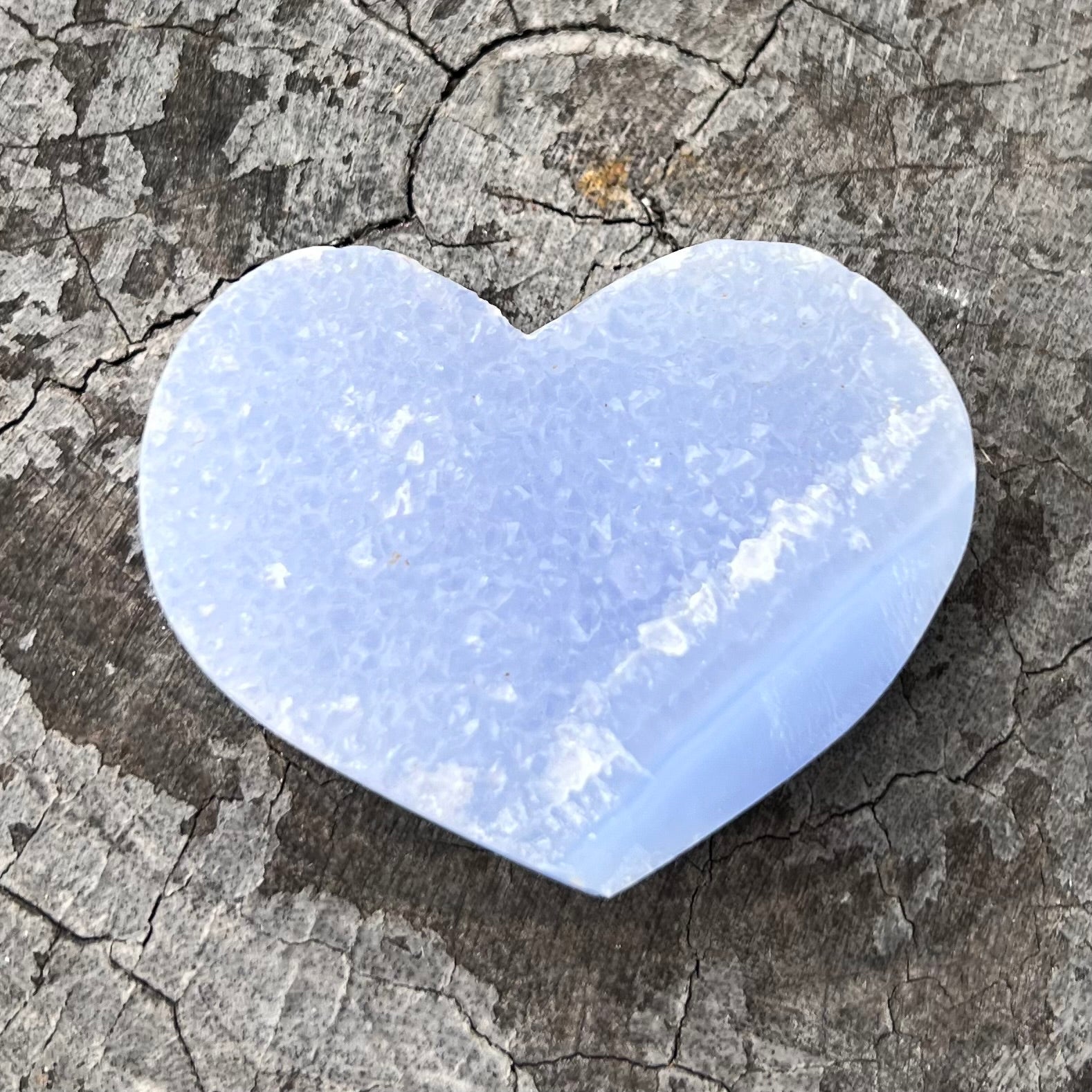 Blue Lace Agate Semi Raw ~ Heart