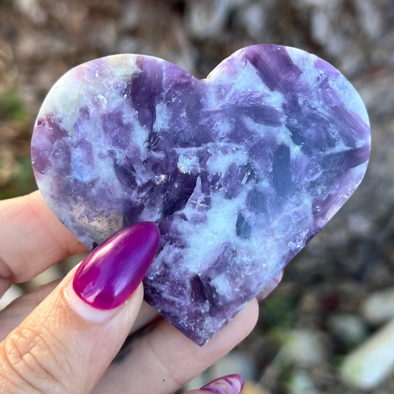 Lepidolite Heart Carving