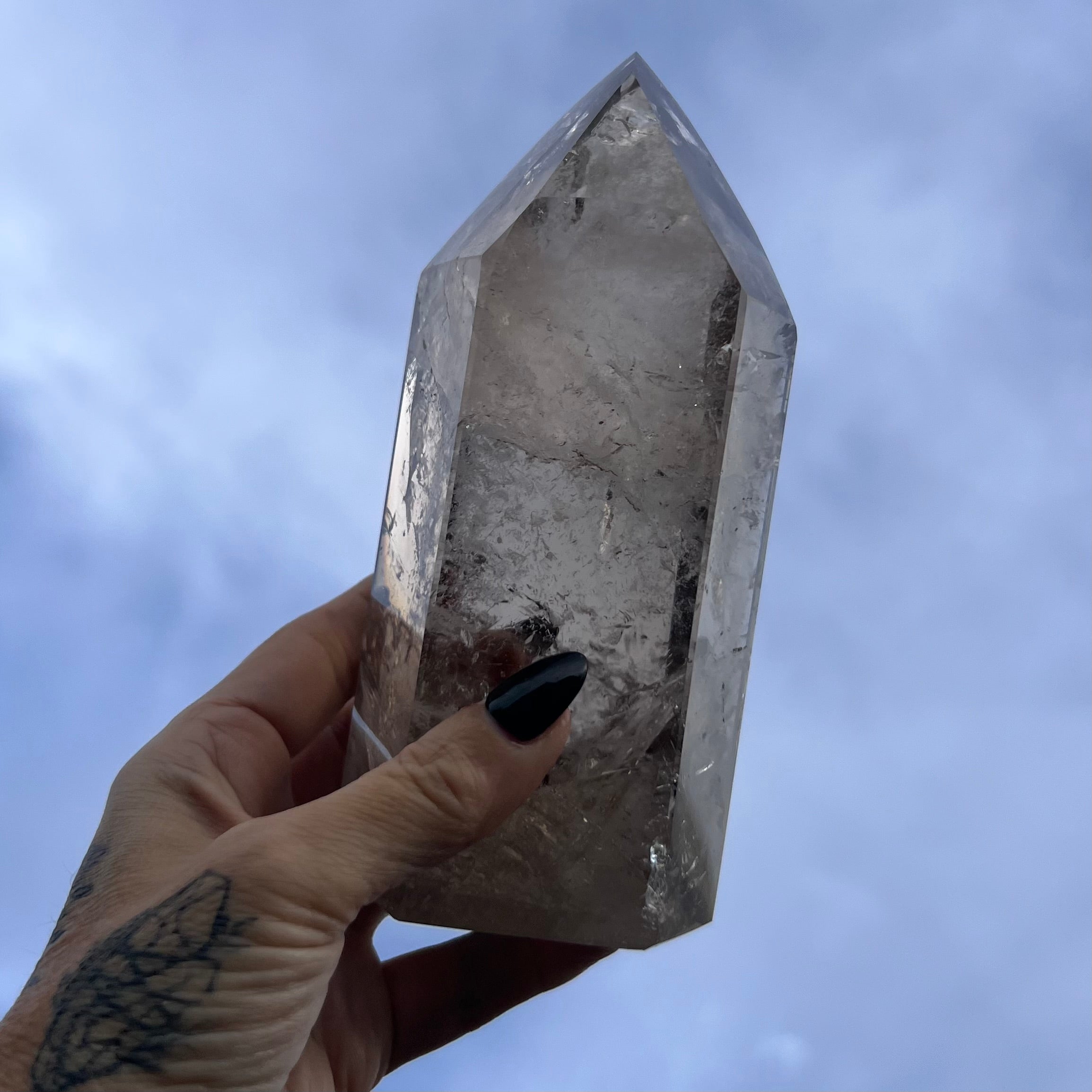 Smoky Quartz Generator Tower ~ with Rainbow Eye & Golden Rutile