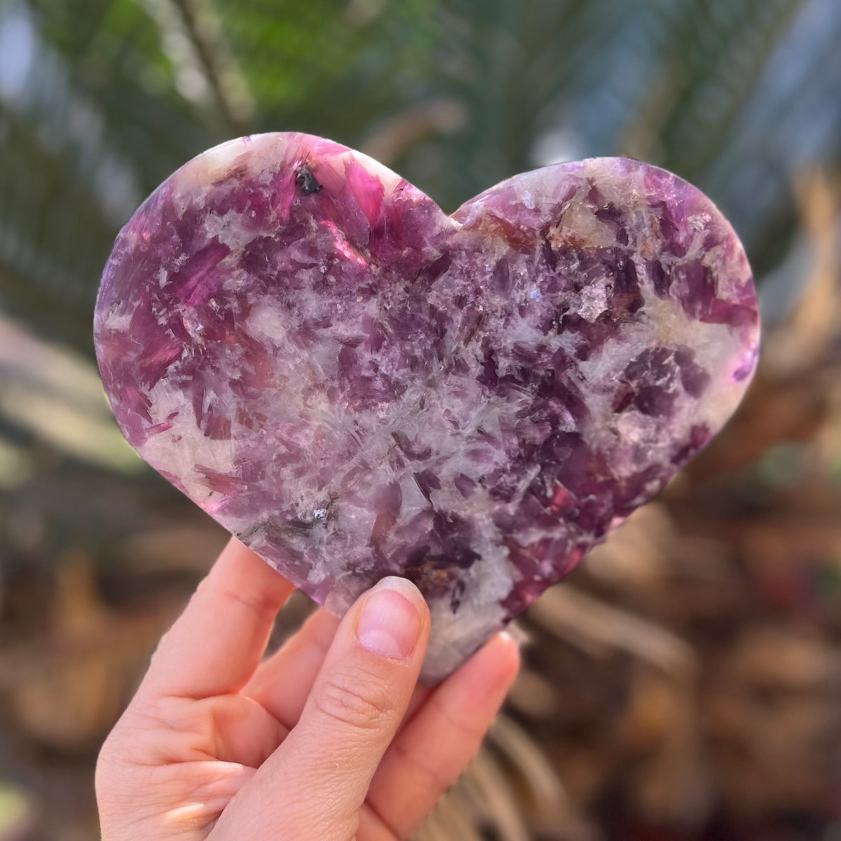 Lepidolite Heart Carving on Stand