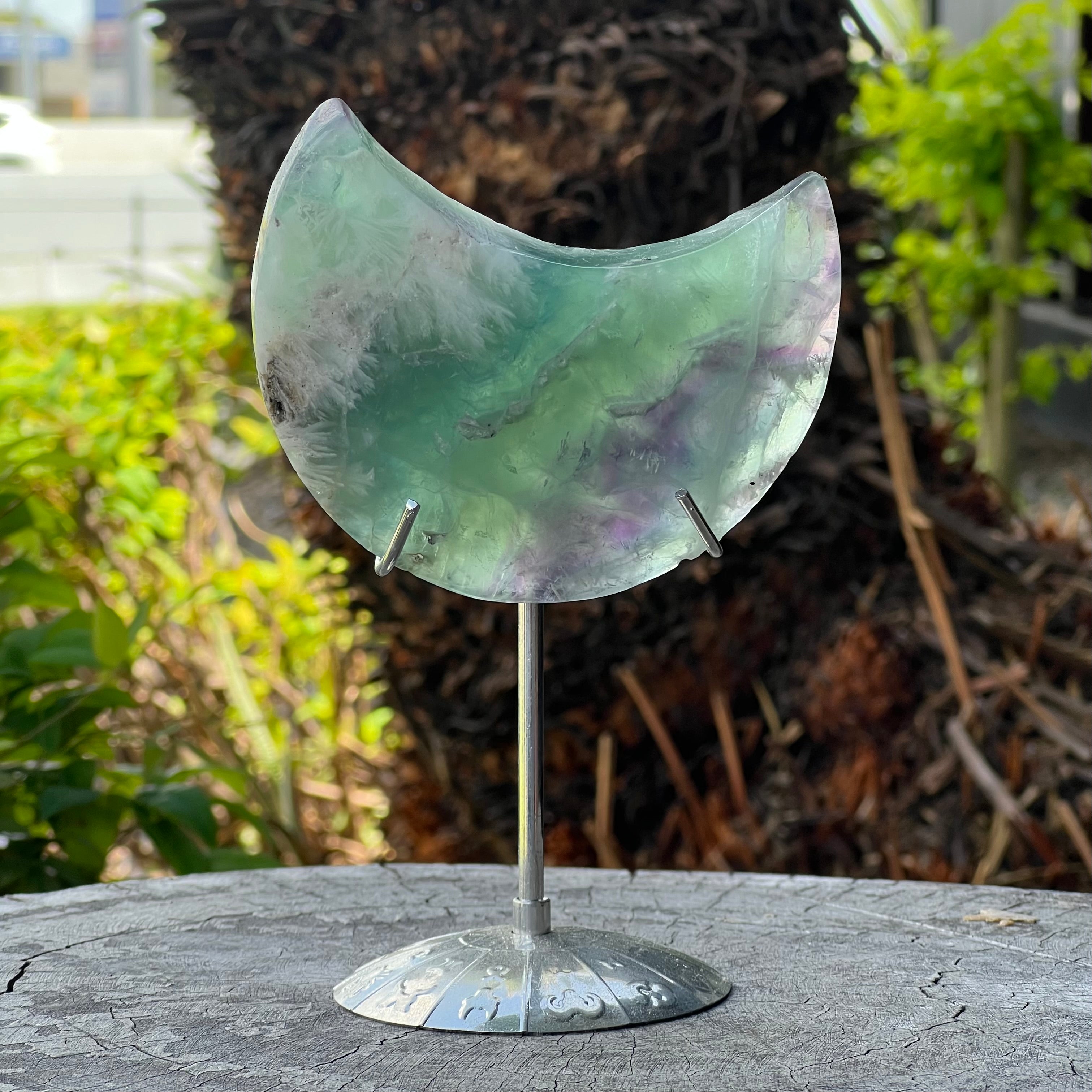 Fluorite Crescent Moon Carving