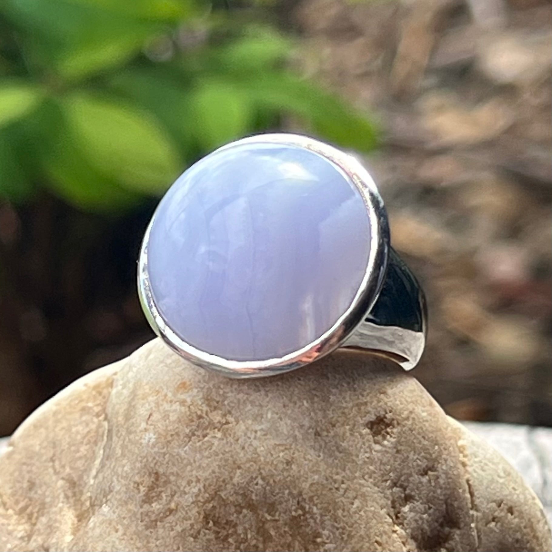 Blue Lace Agate~ Sterling Silver Ring ~ size 8.5
