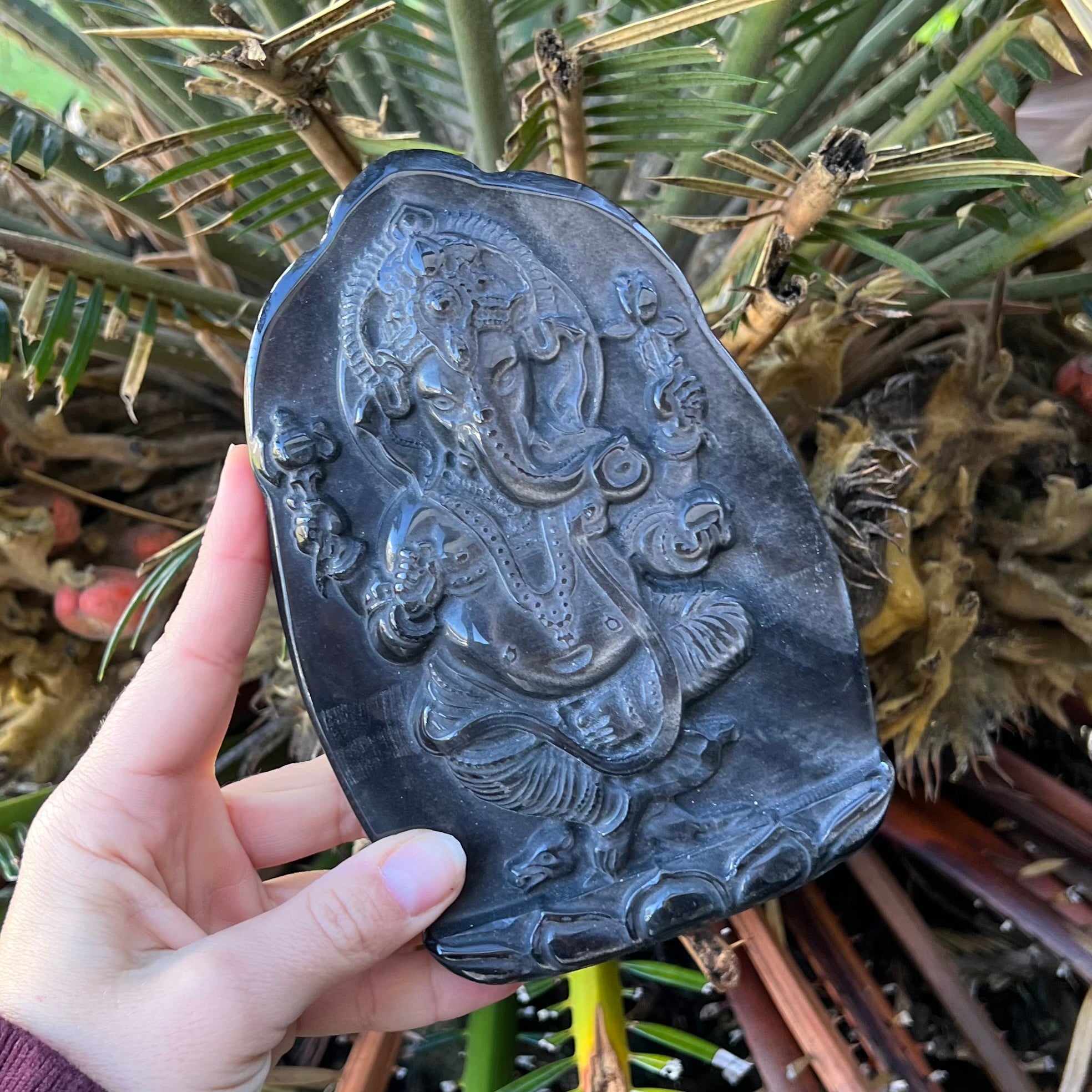 Silver Sheen Obsidian Ganesh