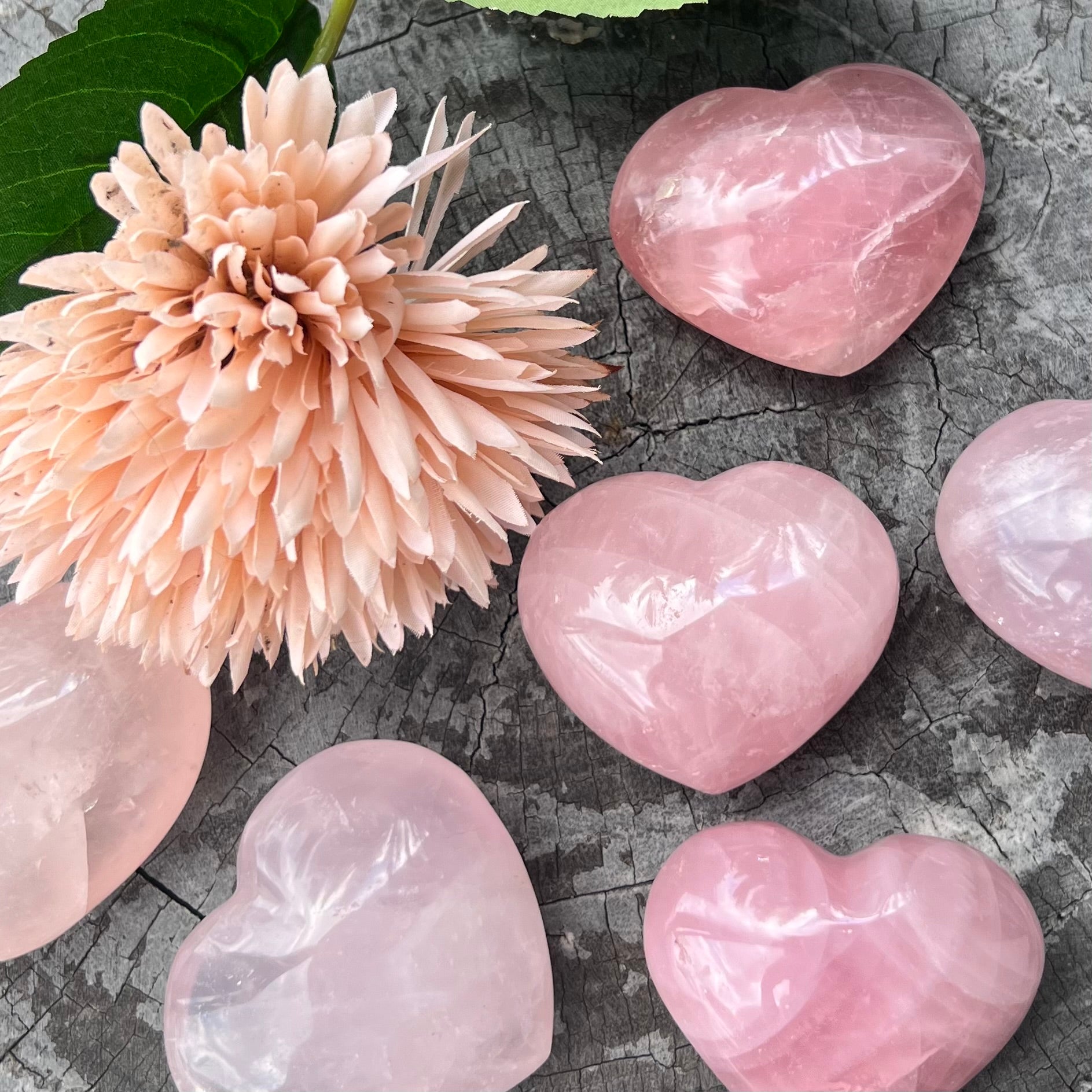 Rose Quartz Puffy Small Heart