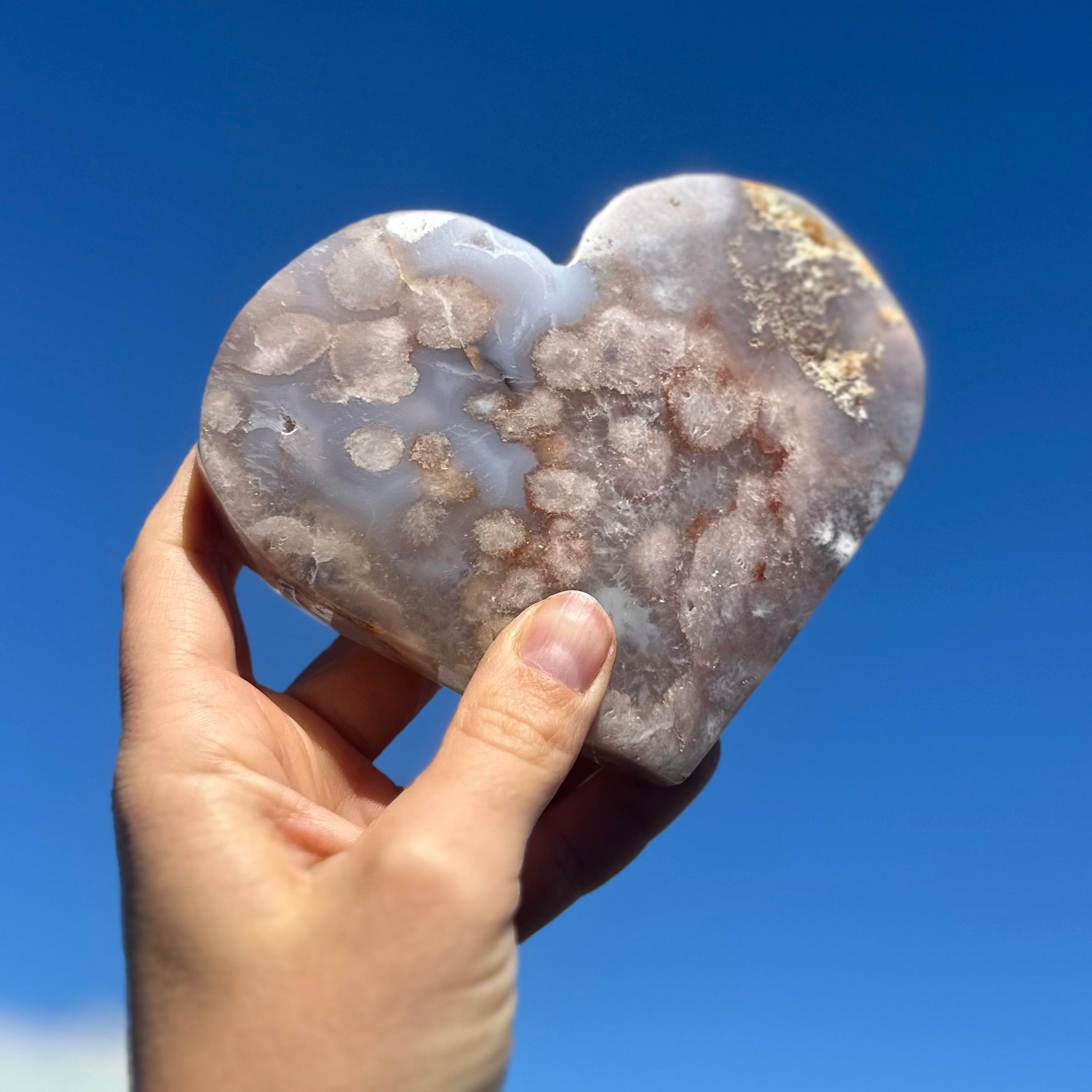 Flower Agate Heart Carving