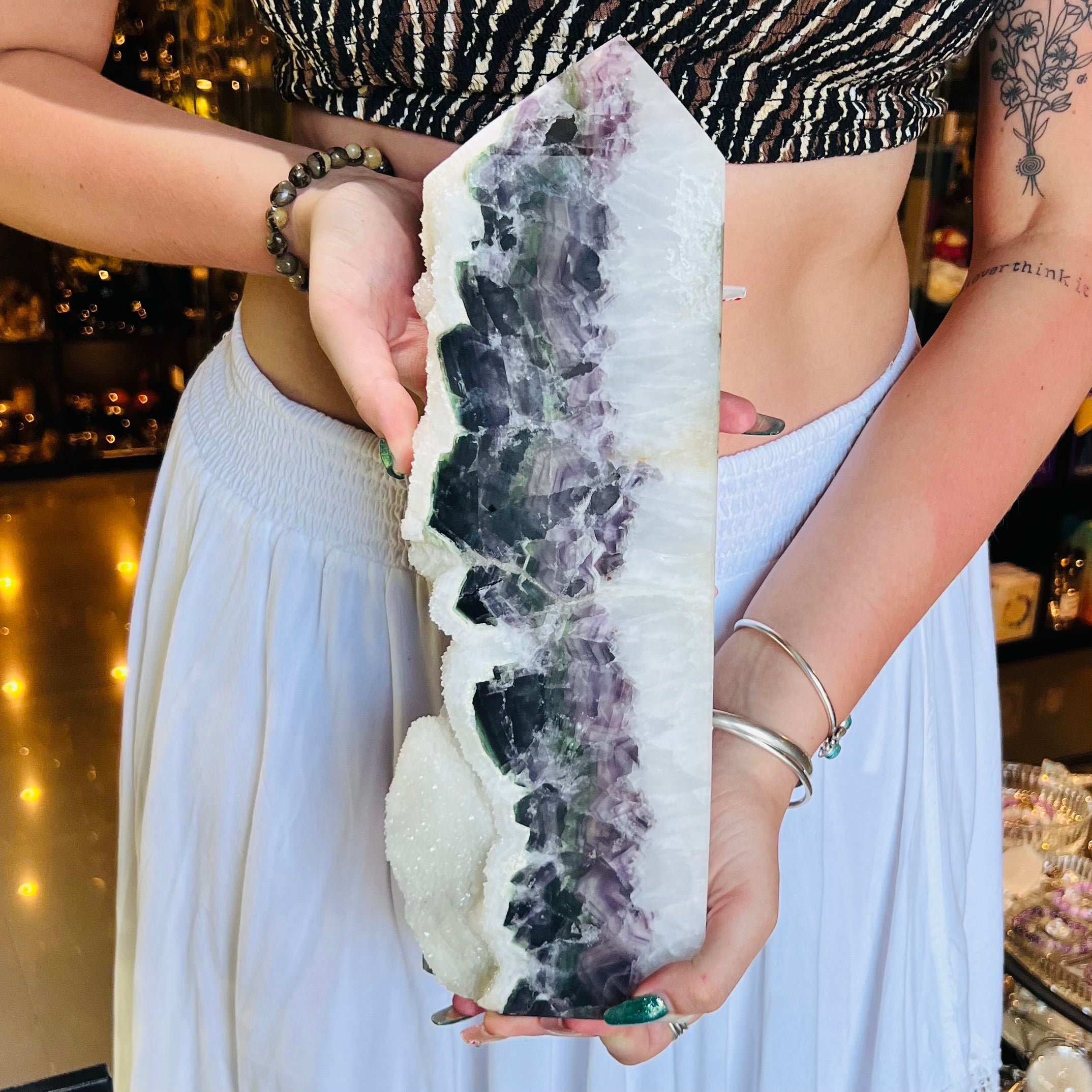 Huge Rainbow Fluorite Semi Raw Tower