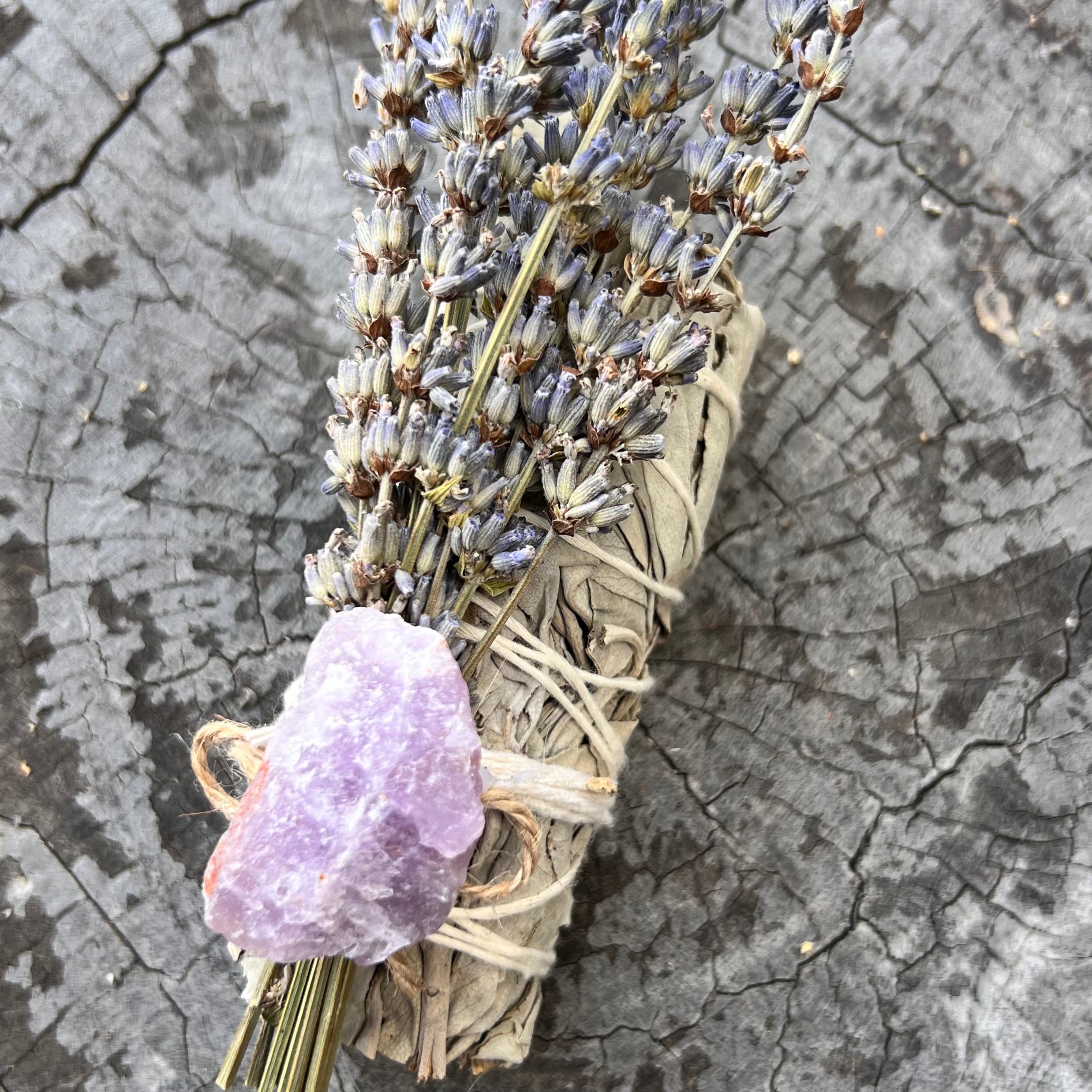 White Sage Botanical Bundle with Lavender & Natural Amethyst