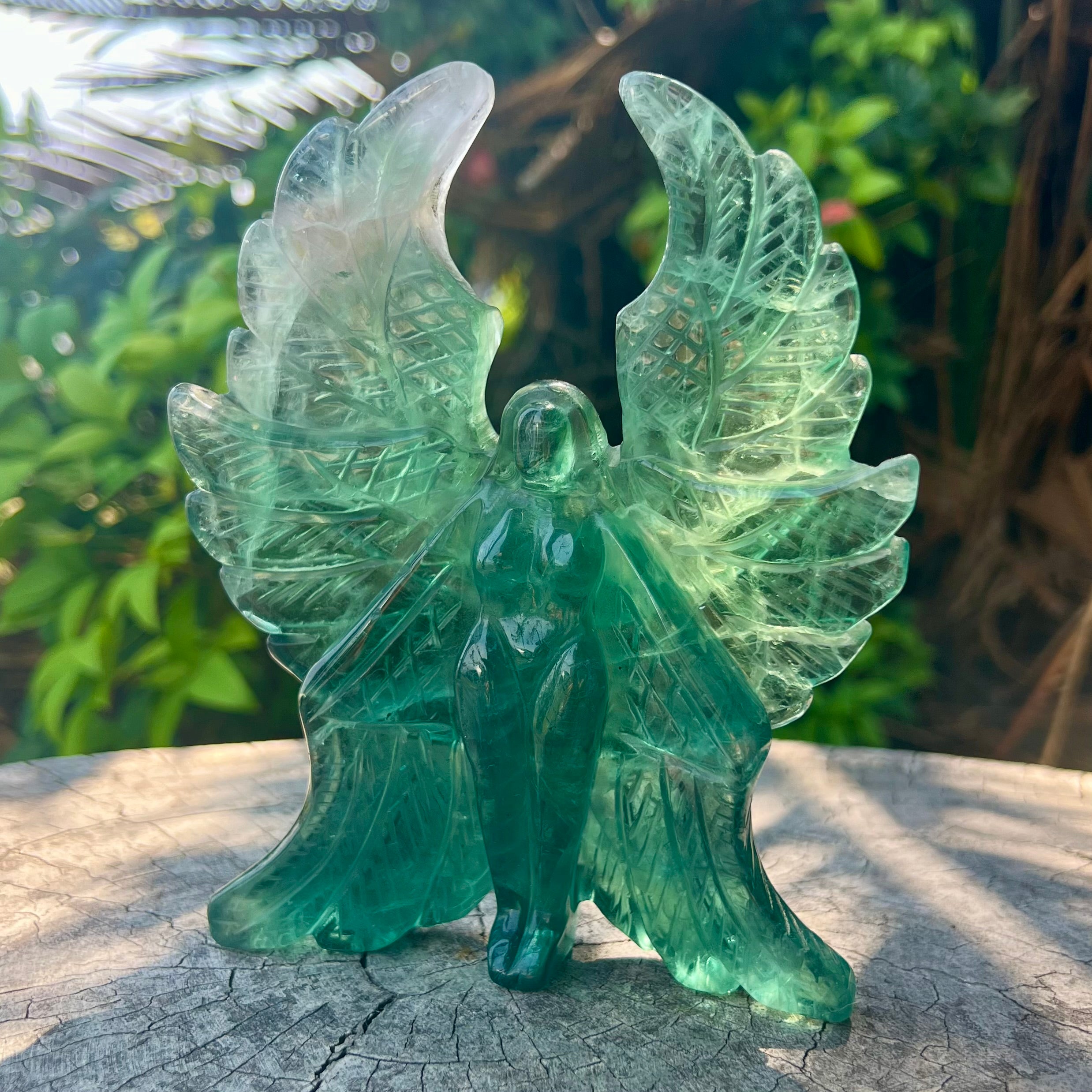 Green Fluorite Goddess of Compassion Carving (1)