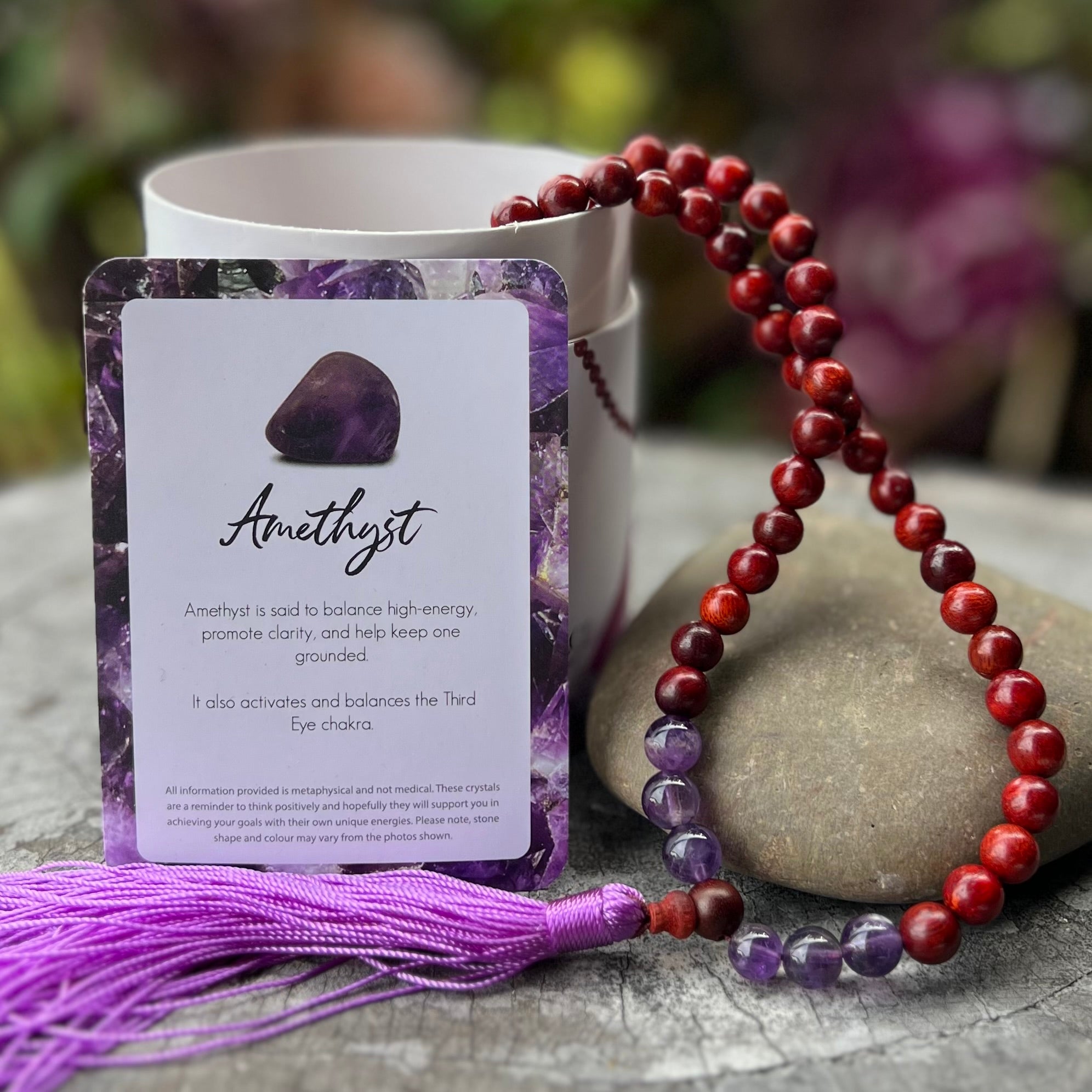 Intuition~ Rosewood and Amethyst ~ Meditation Necklace