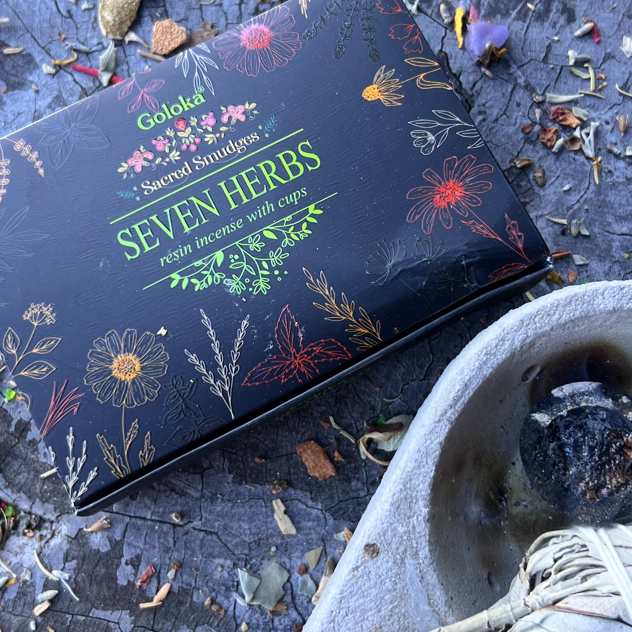 Sacred Smudges Seven Herbs ~ Resin Incense Cups