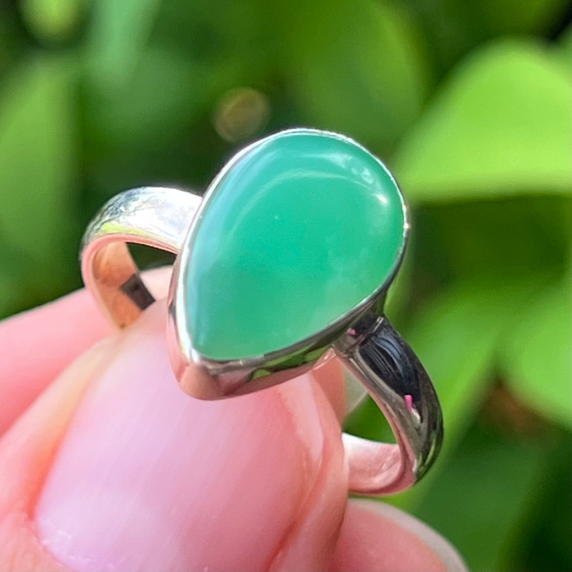 Chrysoprase ~ Sterling Silver Ring ~ Size 8