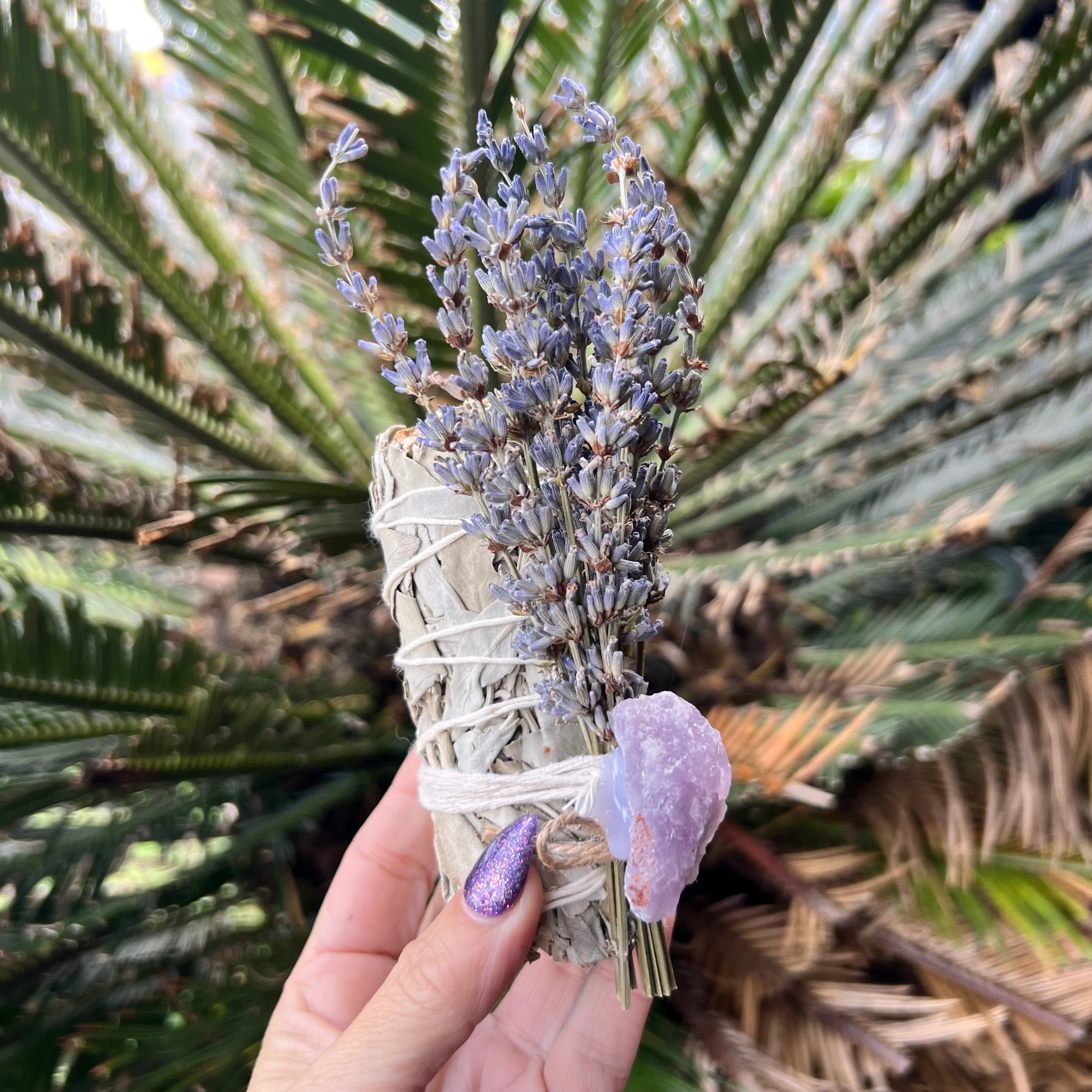 White Sage Botanical Bundle with Lavender & Natural Amethyst
