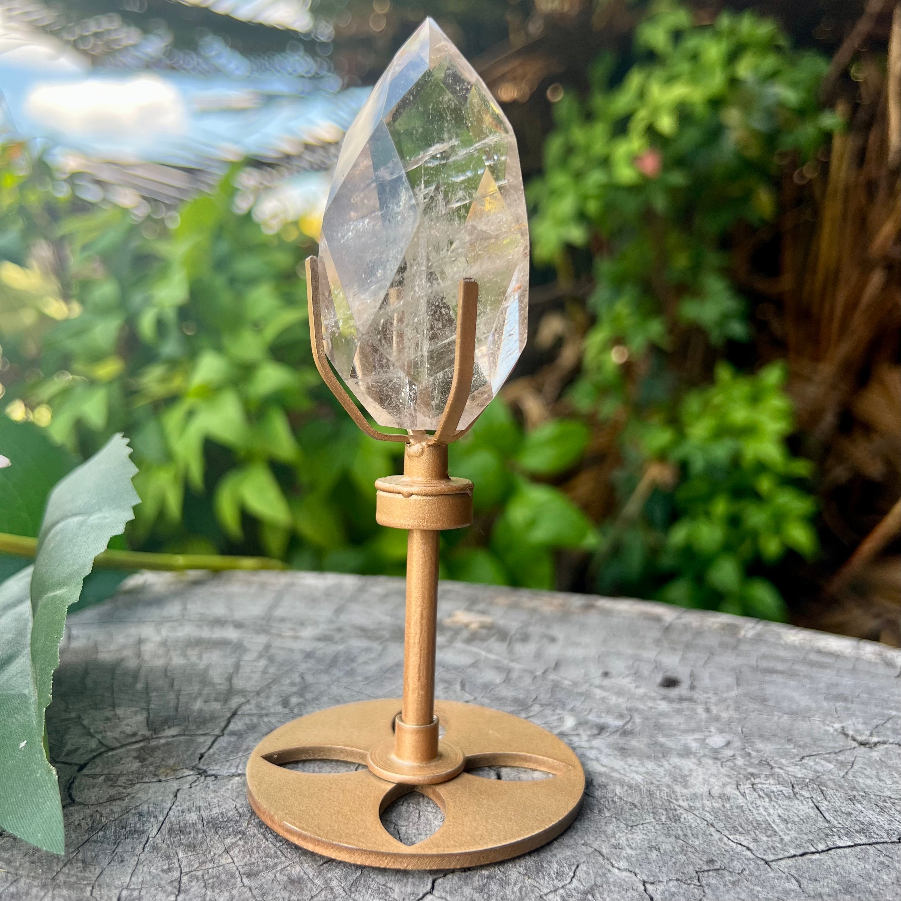 Clear Quartz ~ Facetted Generator Point on Stand