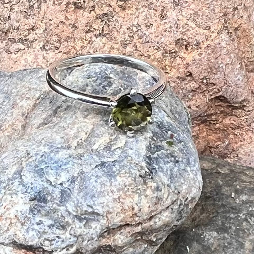 Moldavite Ring set in Sterling Silver size 7