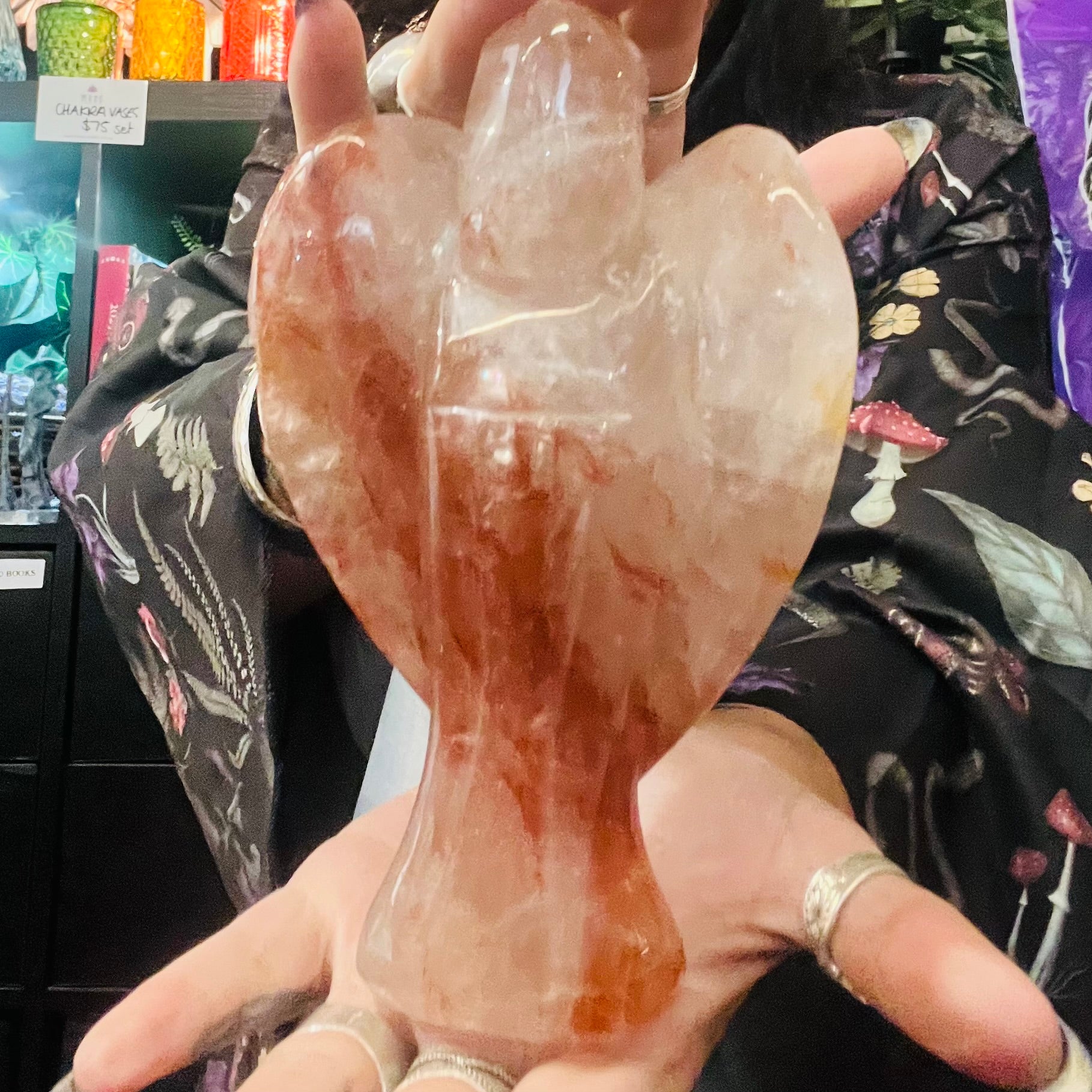 Fire Quartz Large Angel Carving