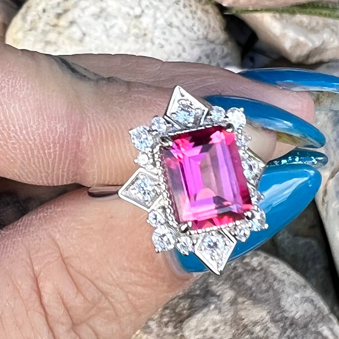 Pink Topaz ~ Sterling Silver Ring ~ size 10