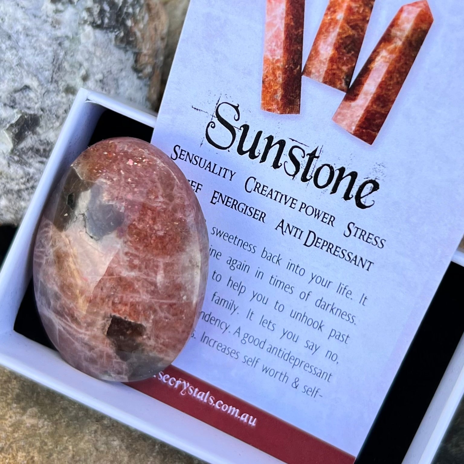 Sunstone with Smokey Quartz ~ Specialty Boxed Crystal (1)