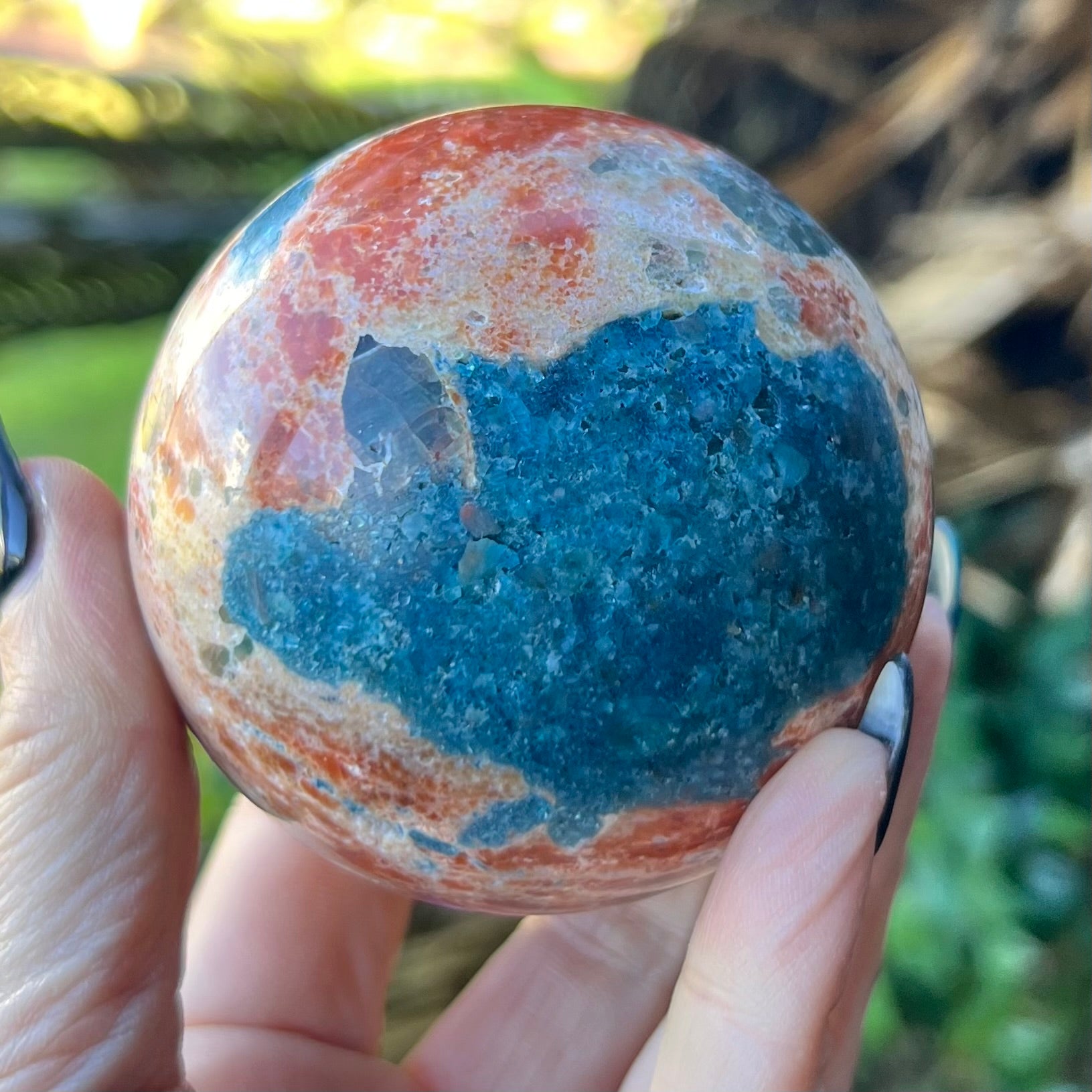 Blue Apatite & Sunstone Sphere