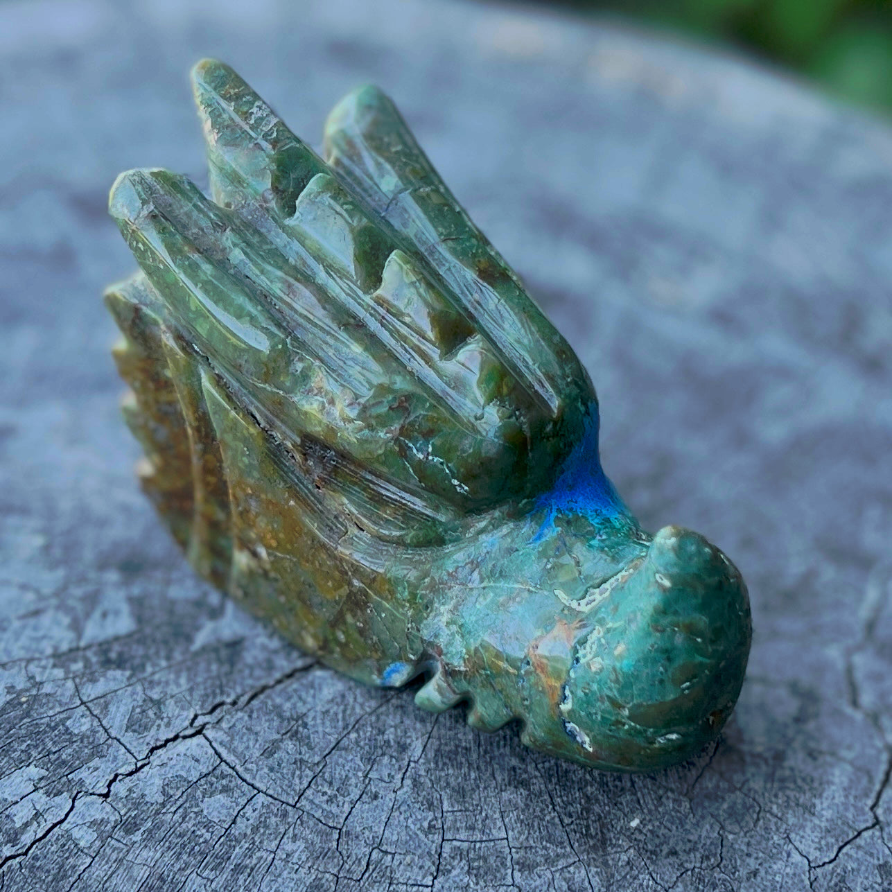 Ocean Jasper and Azurite Dragon Head Carving