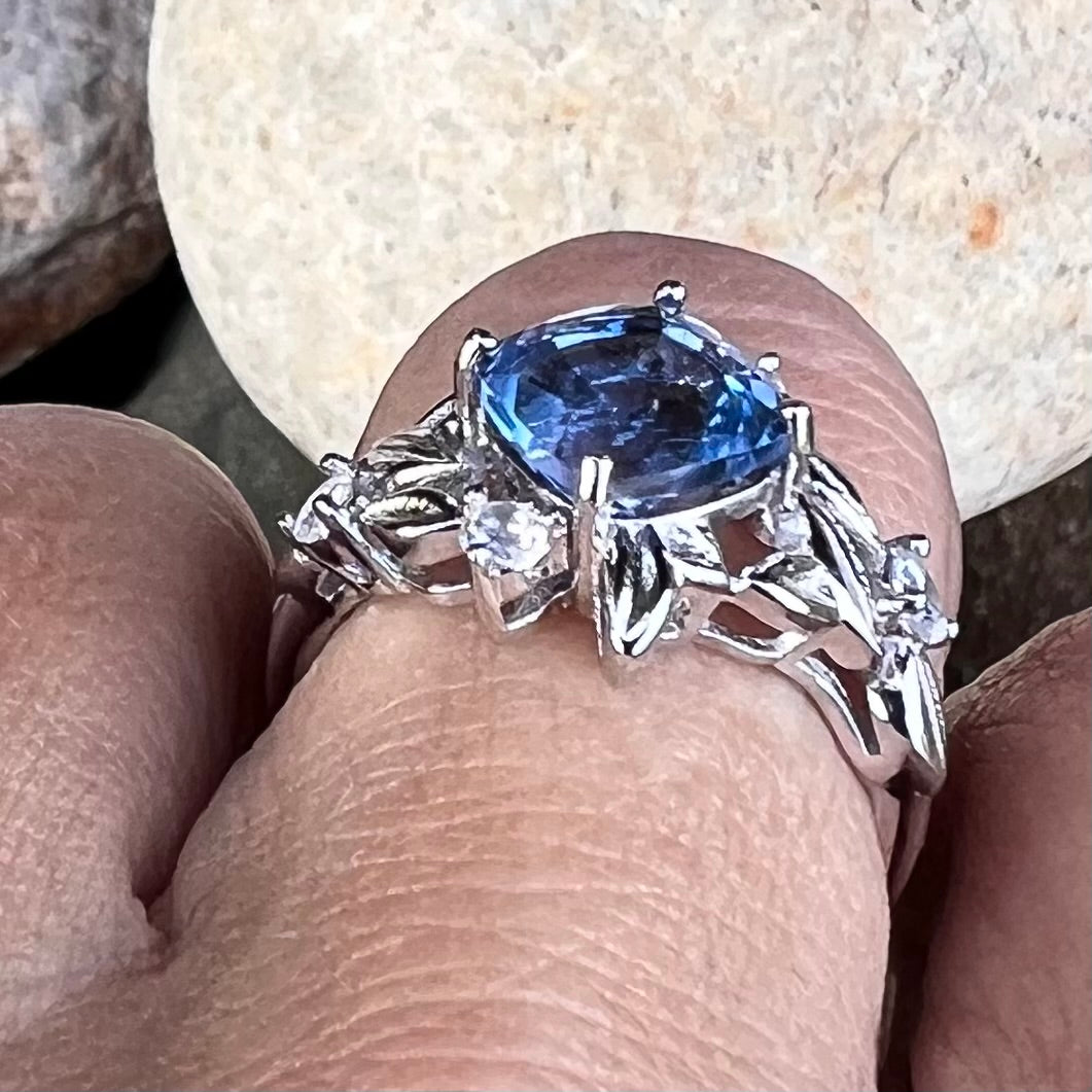 Blue & White Fluorite  ~ Sterling Silver Ring ~ 7