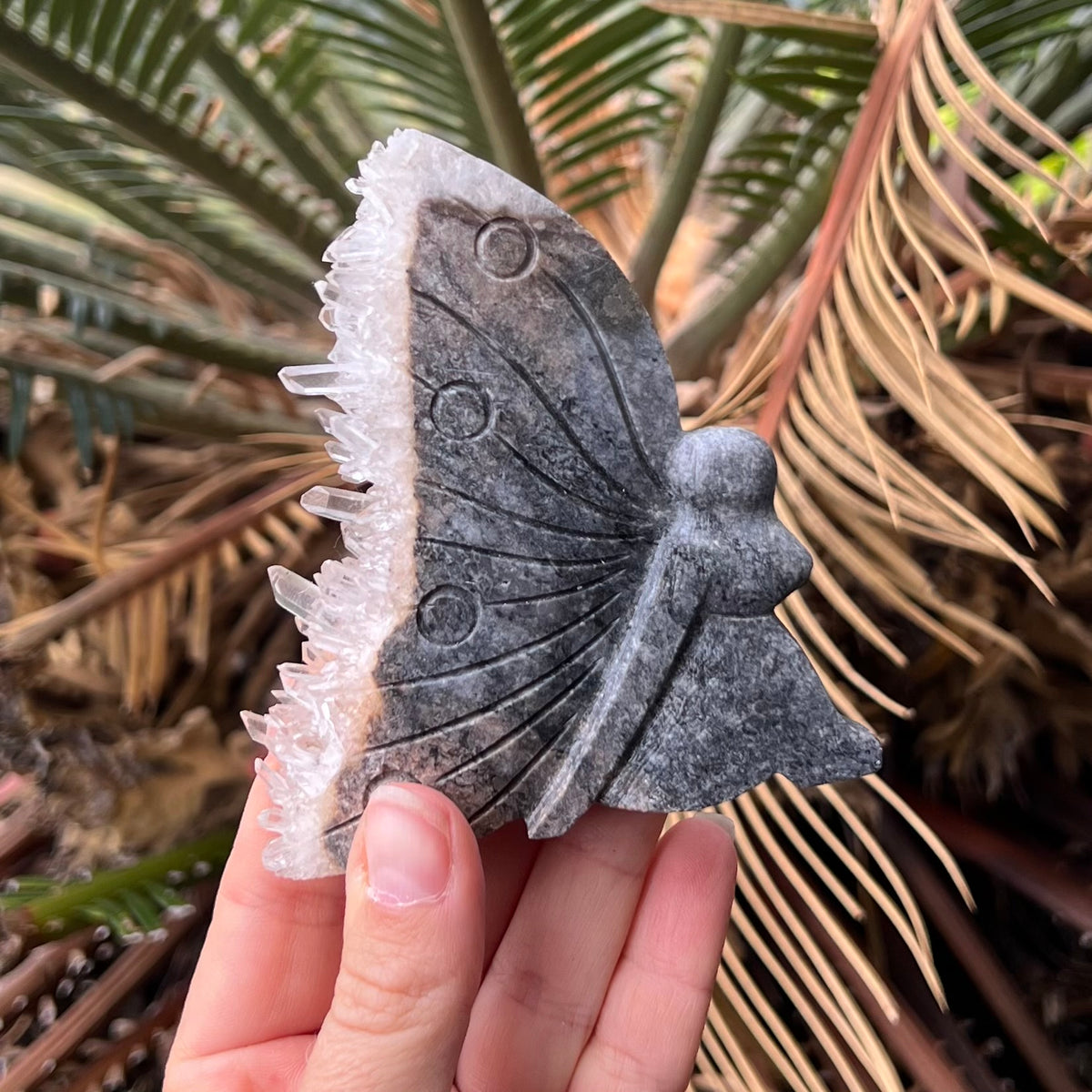 Clear Quartz Butterly Lady Carving