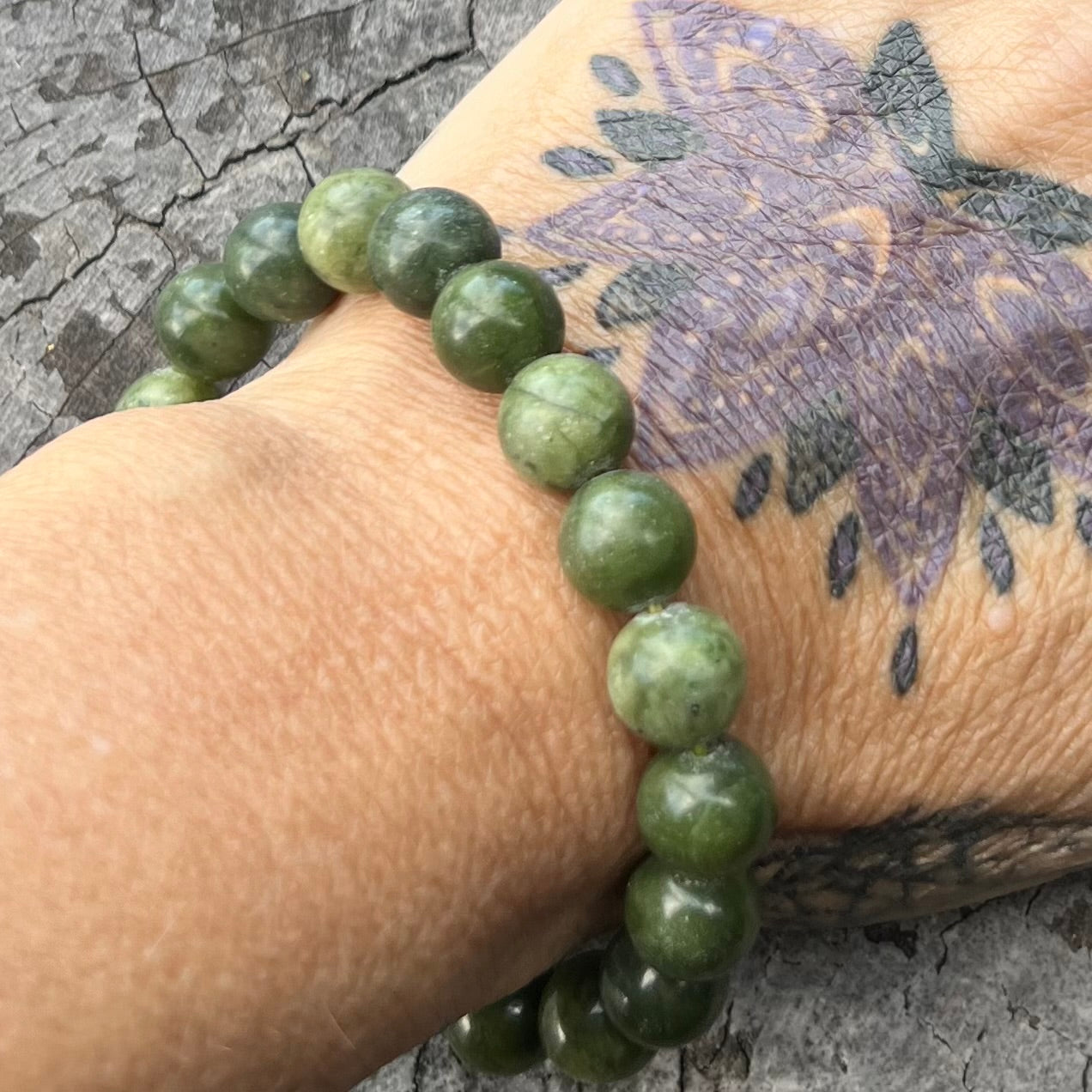Afghanistan Jade Beaded Bracelet ~ Large Fit