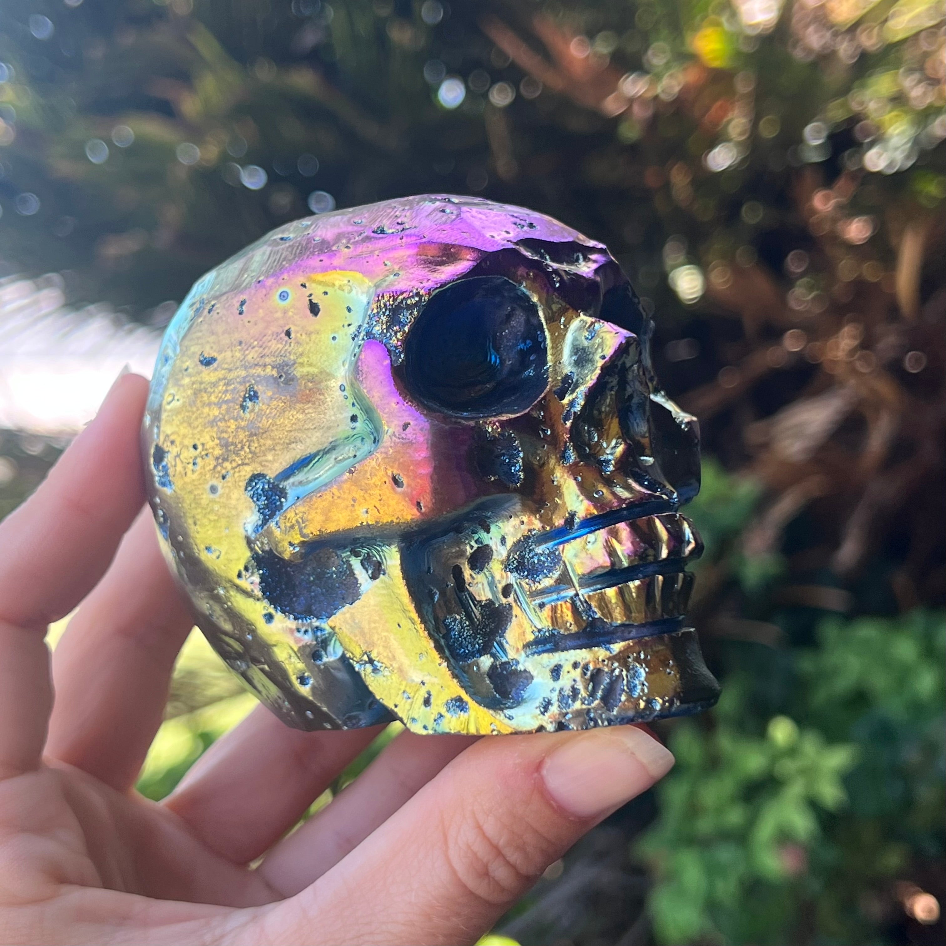 Electroplated Sphalarite Skull Carving