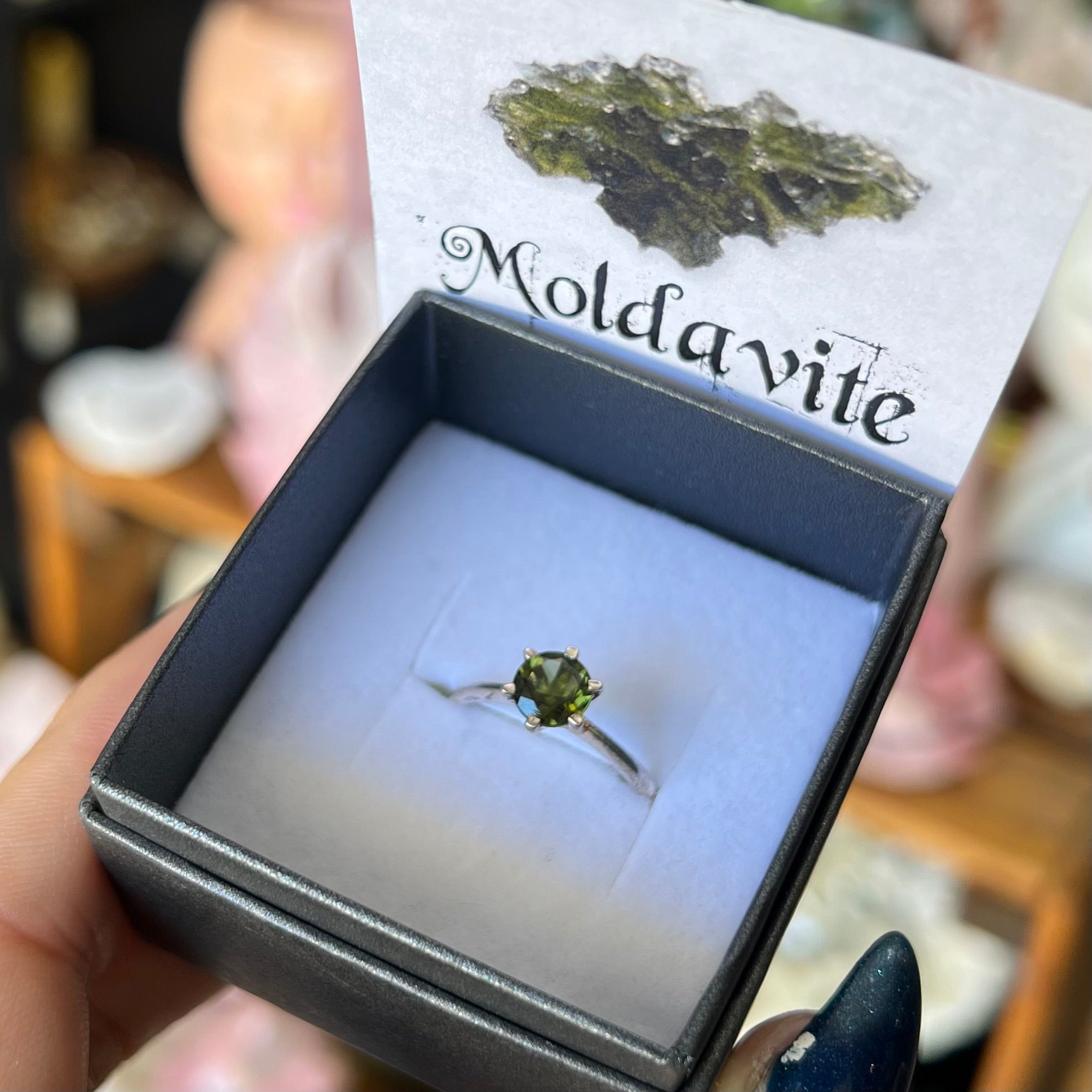 Moldavite Ring set in Sterling Silver size 9