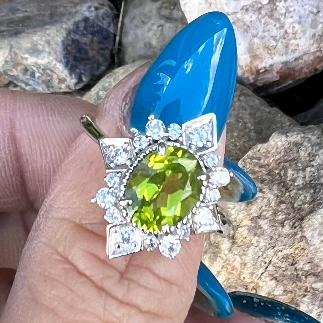 Peridot Sterling Silver Ring ~ 8.5