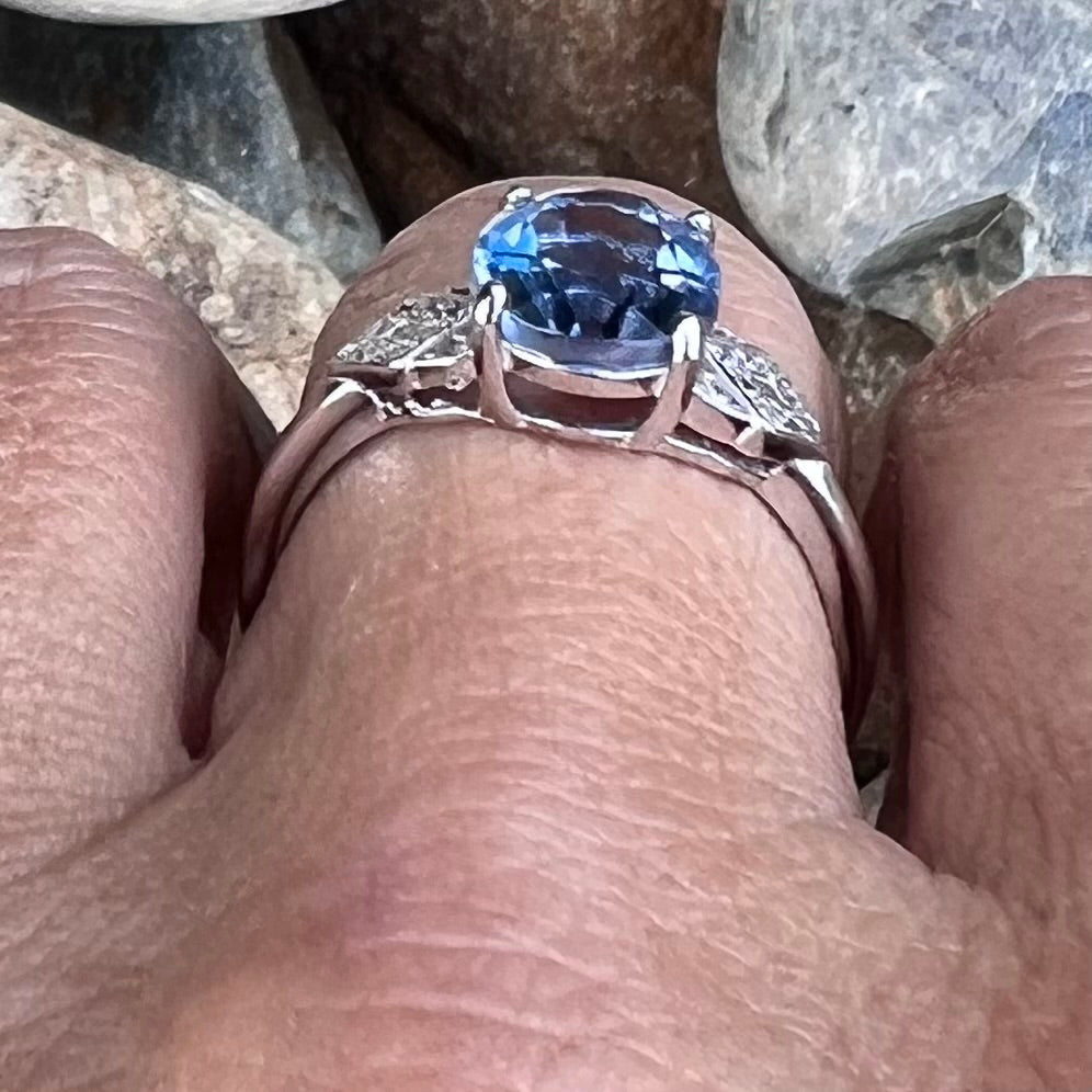 Blue & White Fluorite  ~ Sterling Silver Ring ~ 7