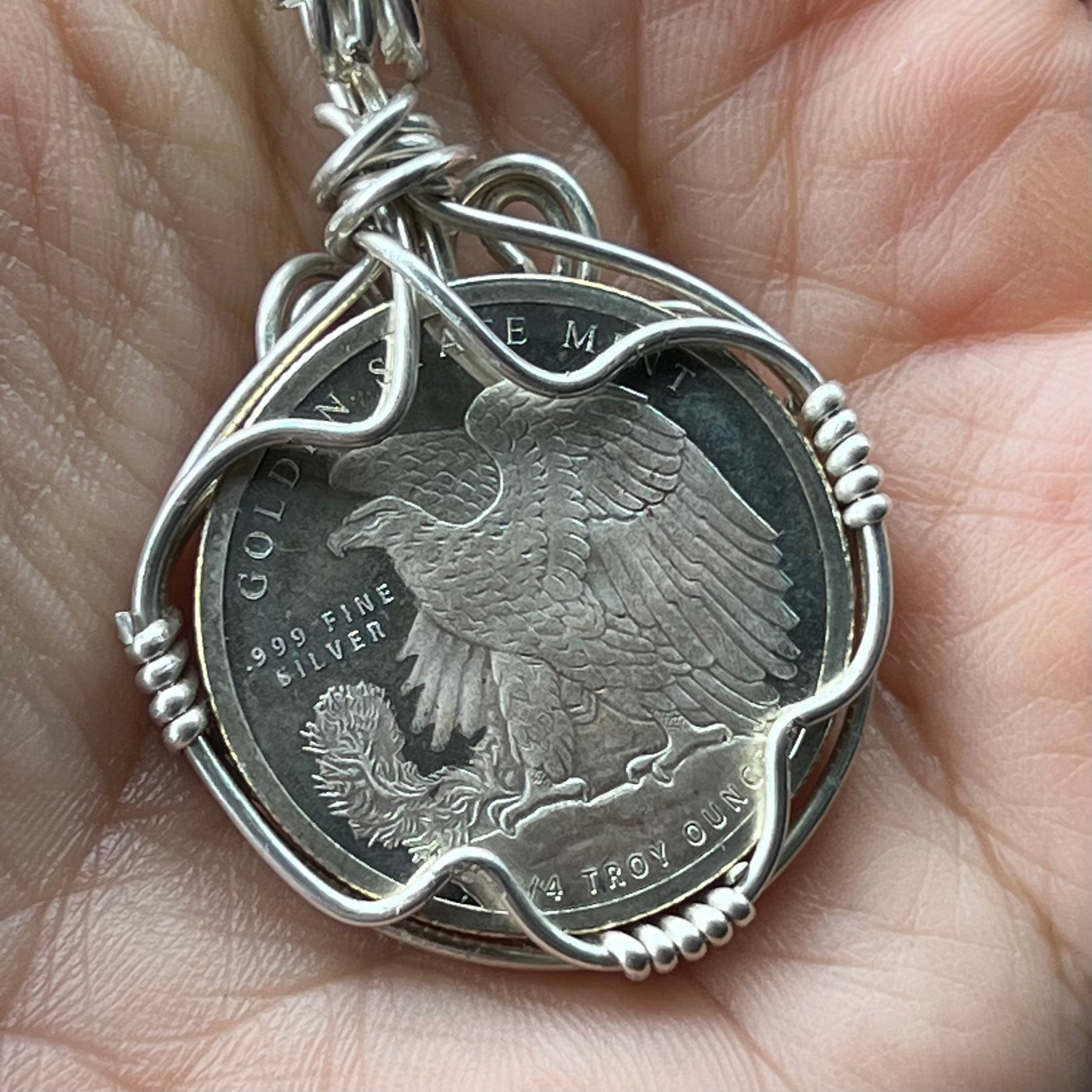 Sterling Silver Wrapped Coin ~ Handmade